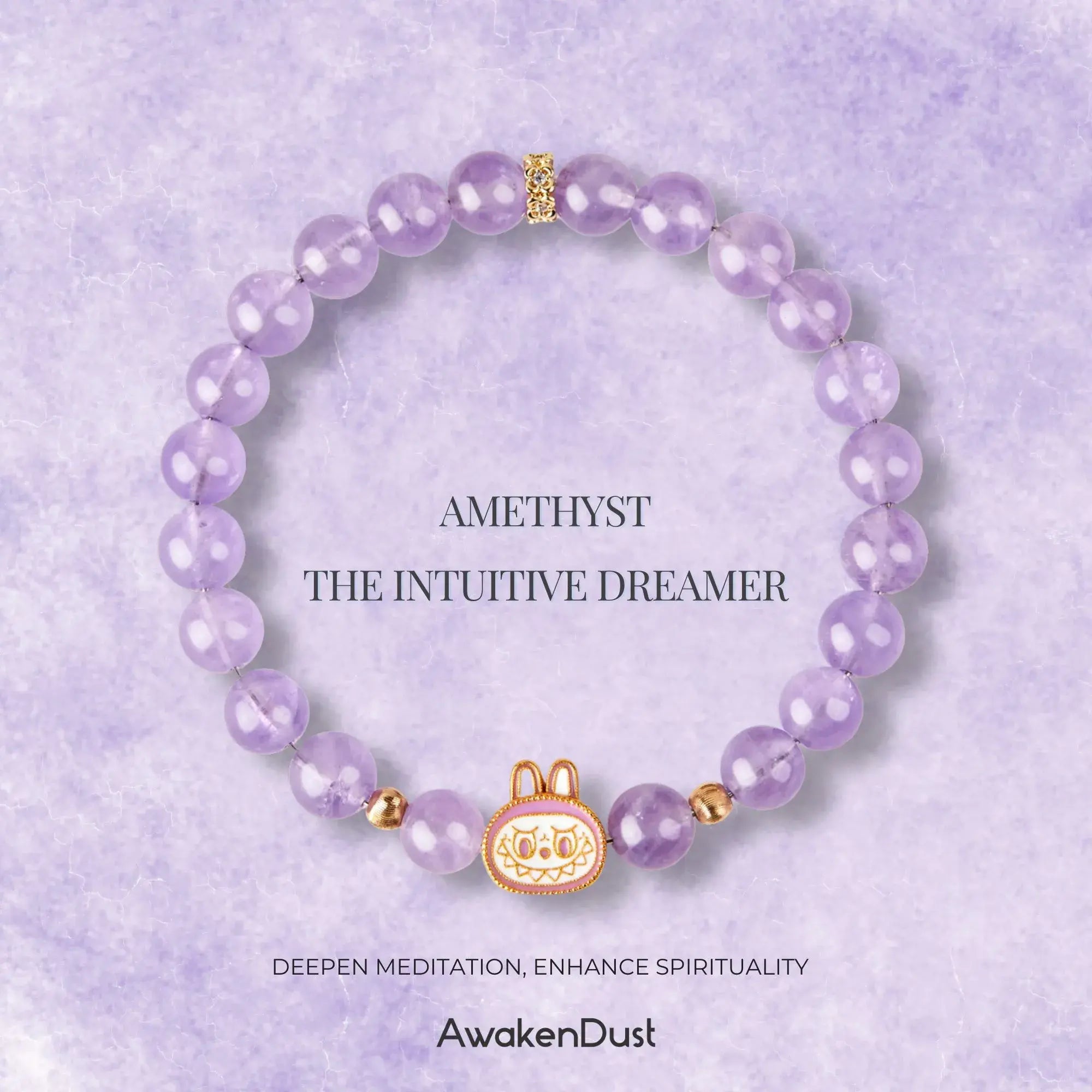 Labubu Lavender Amethyst Bracelet – Dreamy Aura