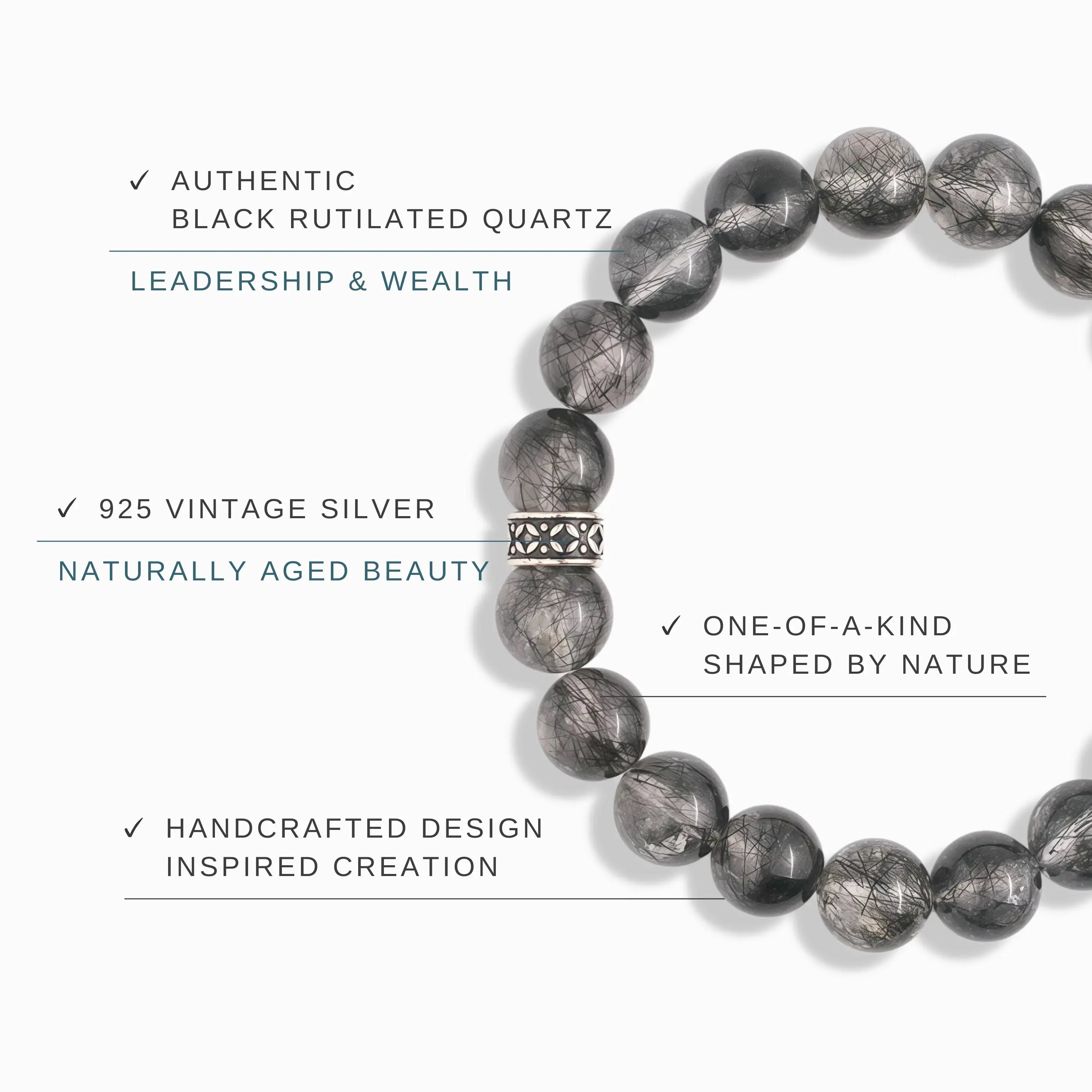 Black Rutilated Quartz Bracelet - Shadow Veil