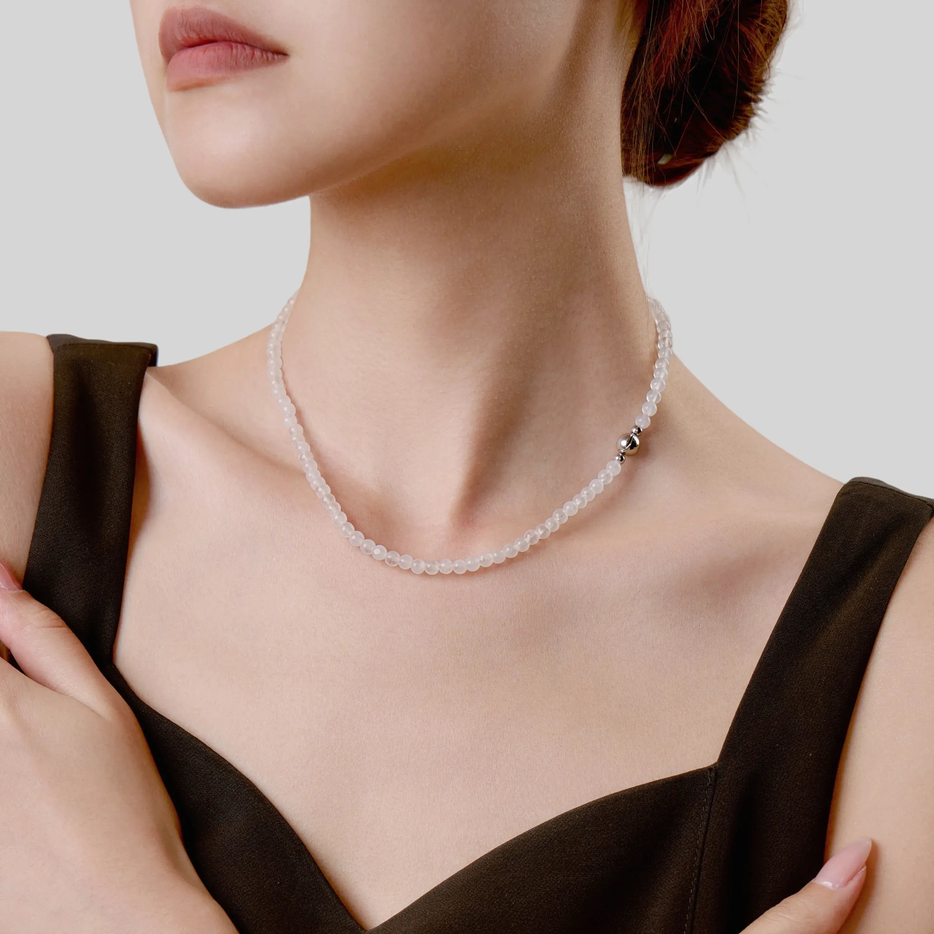 White Jade Magnetic Clasp Necklace