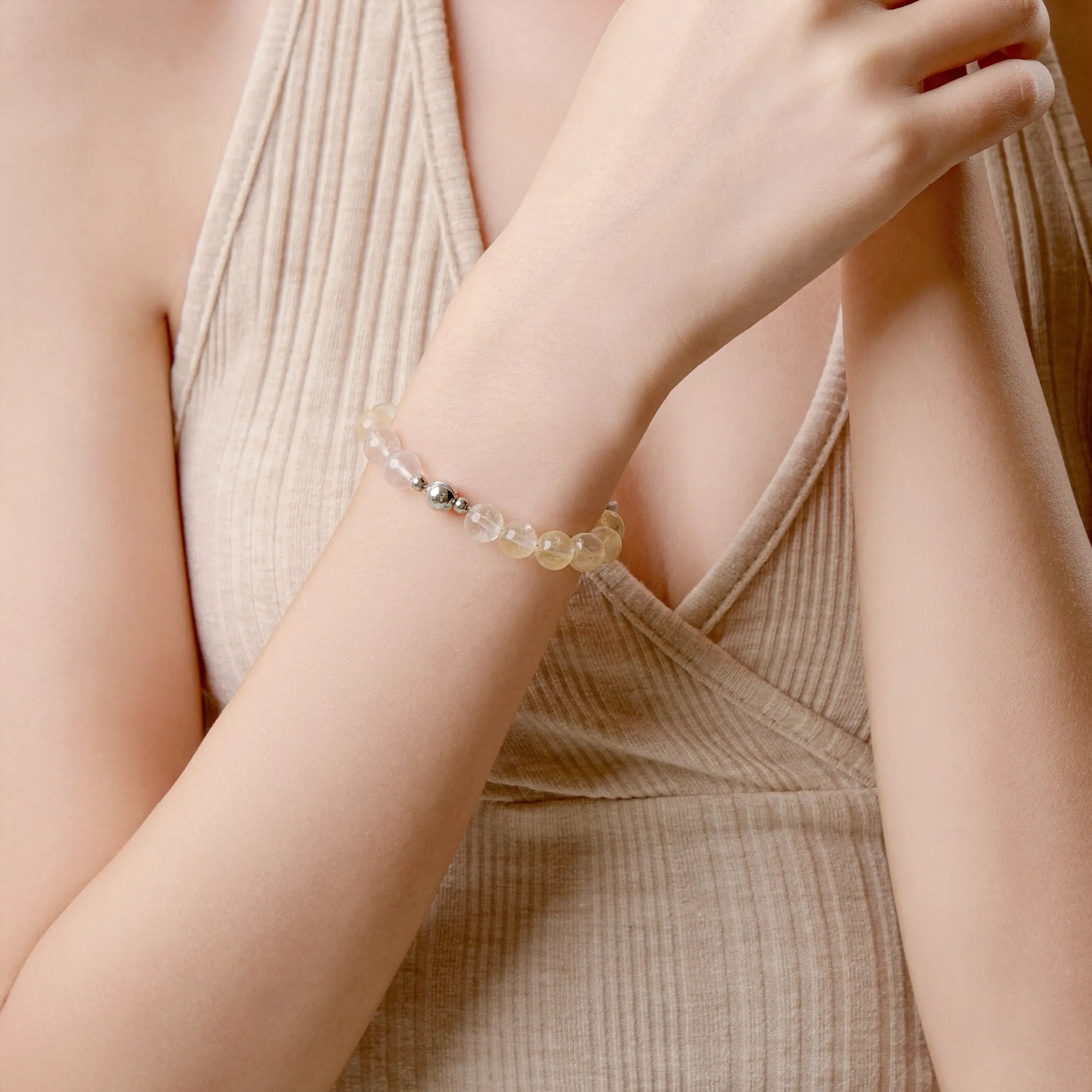 Gradient Gold Hematoid Quartz Magnetic Clasp Bracelet