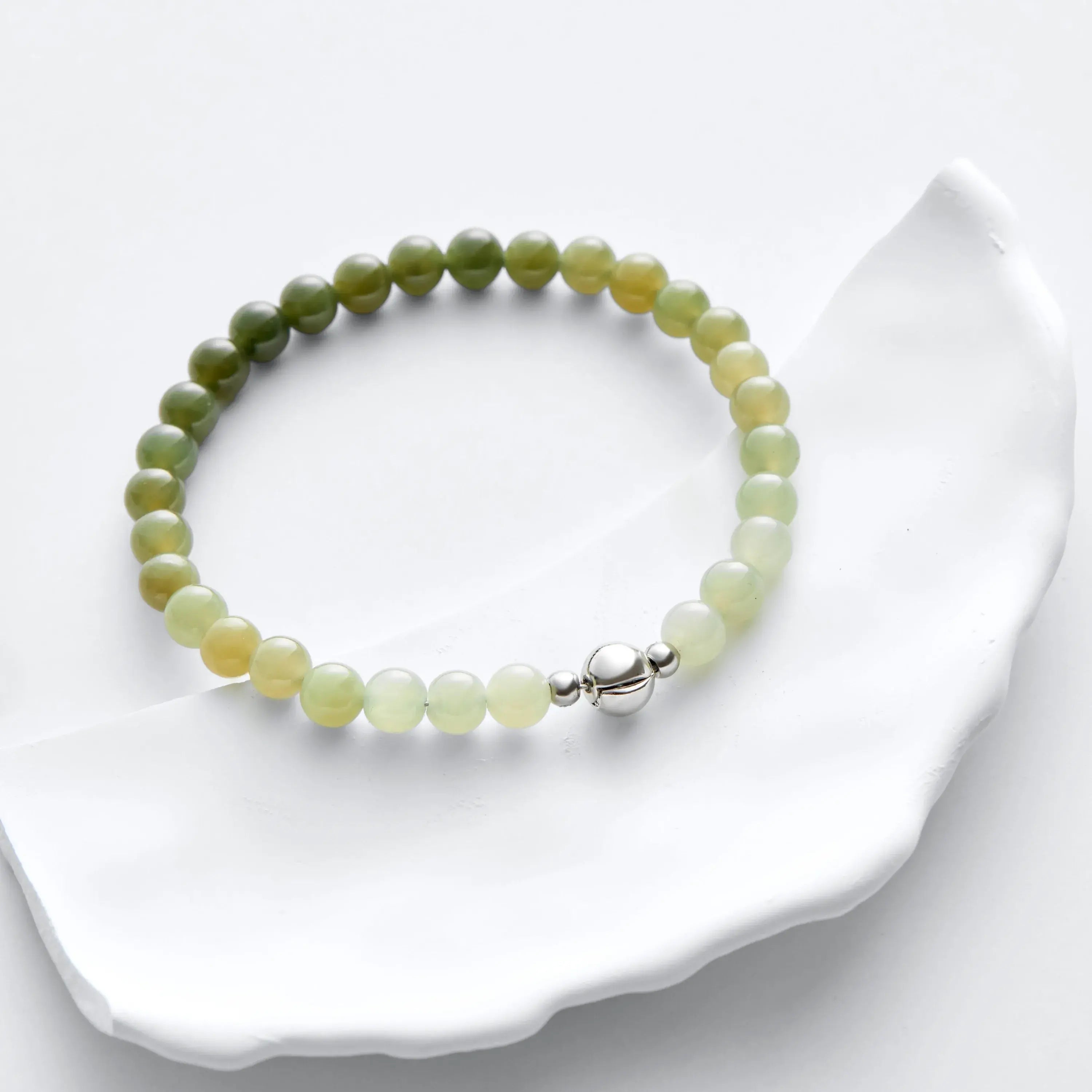 Gradient Green Jade Magnetic Clasp Bracelet