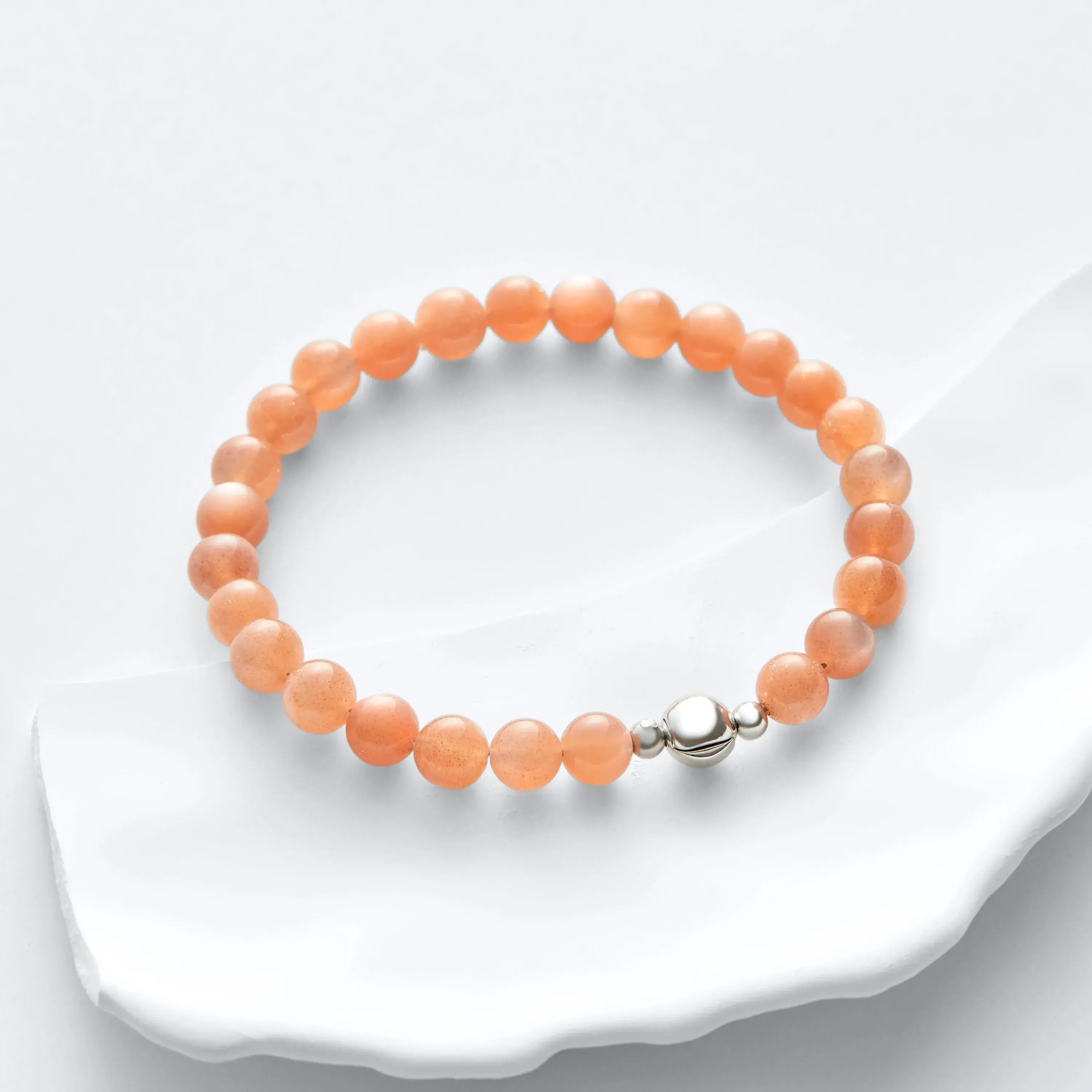 Awakendust Orange Moonstone Magnetic Clasp Bracelet
