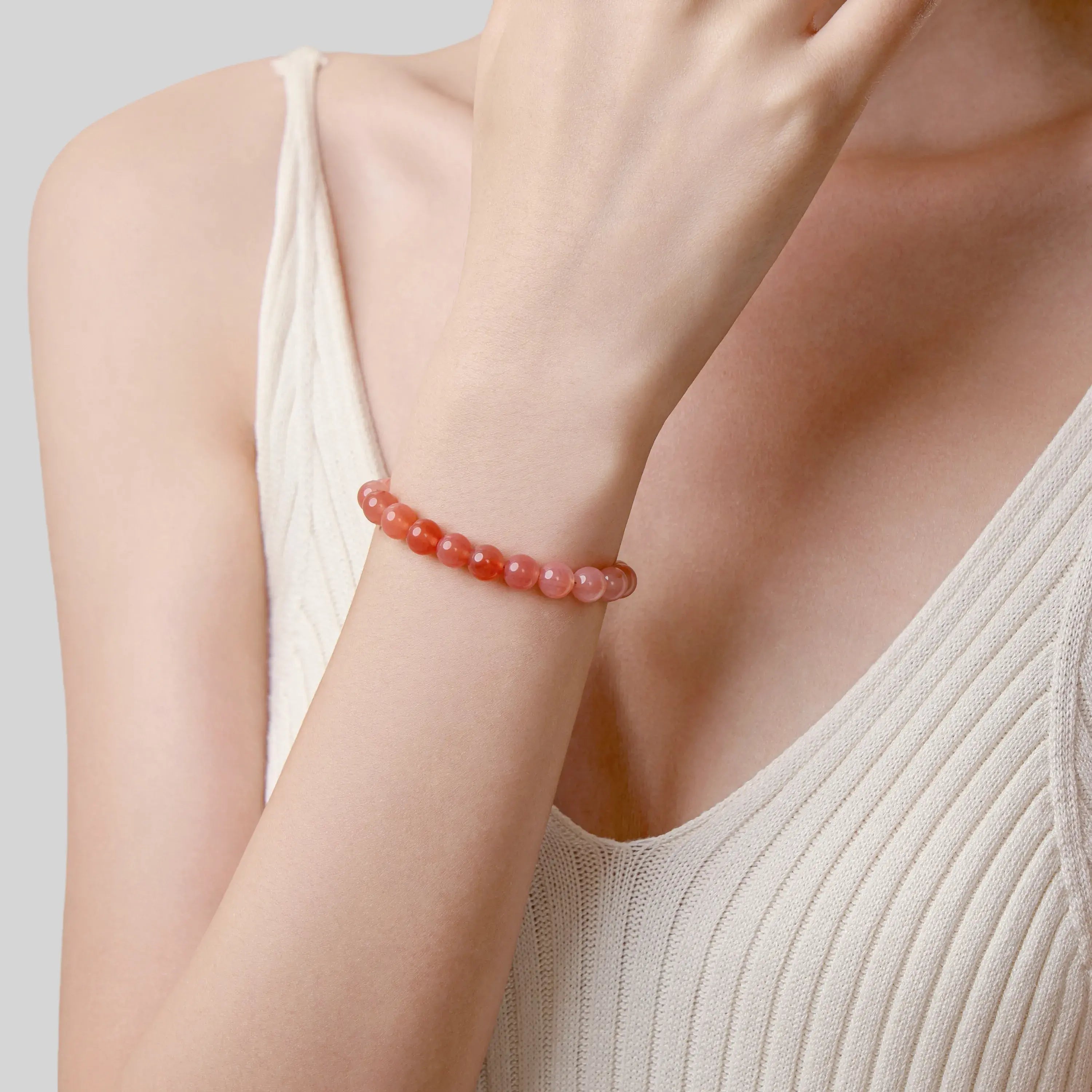 Gradient Red Agate Magnetic Clasp Bracelet