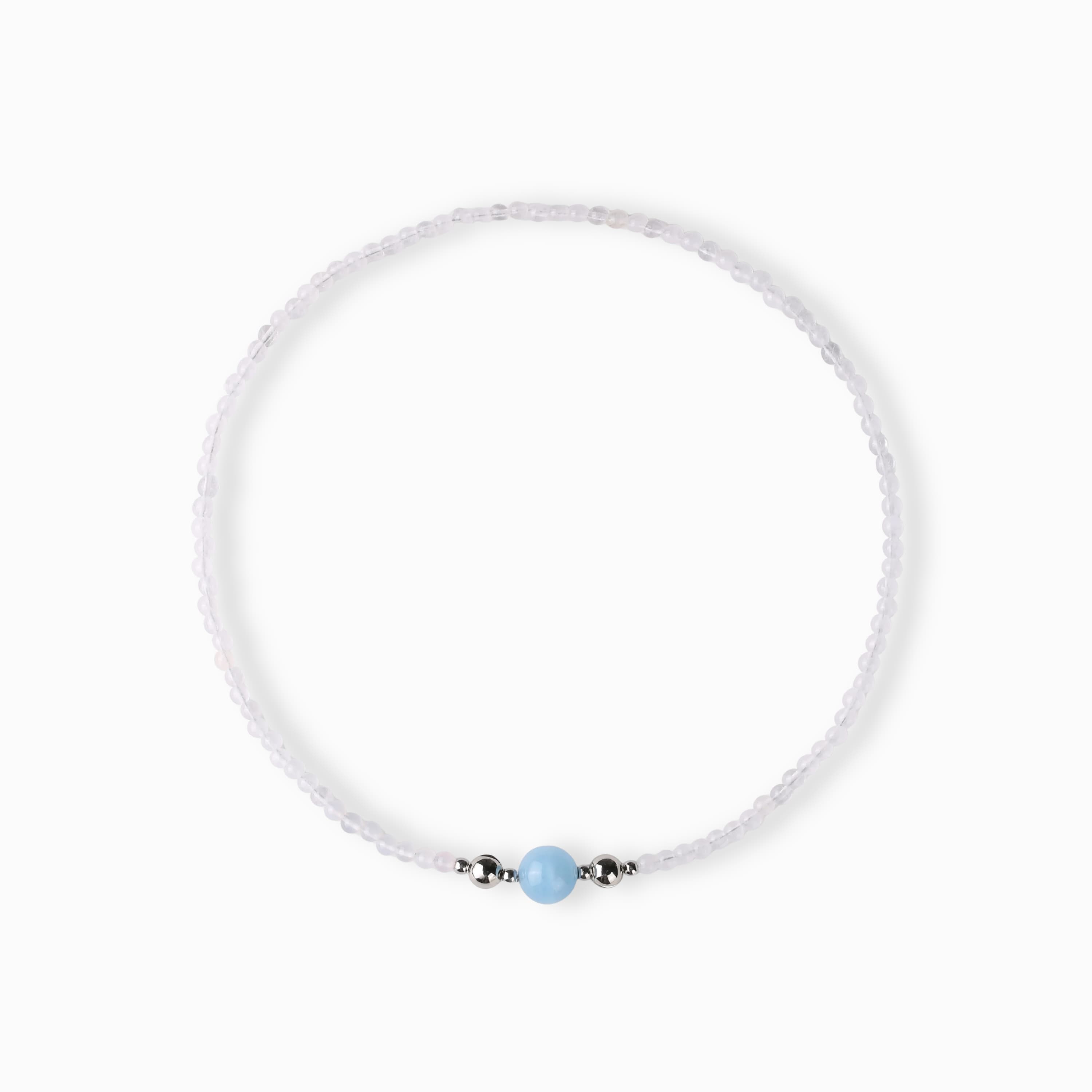 White Jade And Aquamarine Magnetic Clasp Necklace Set