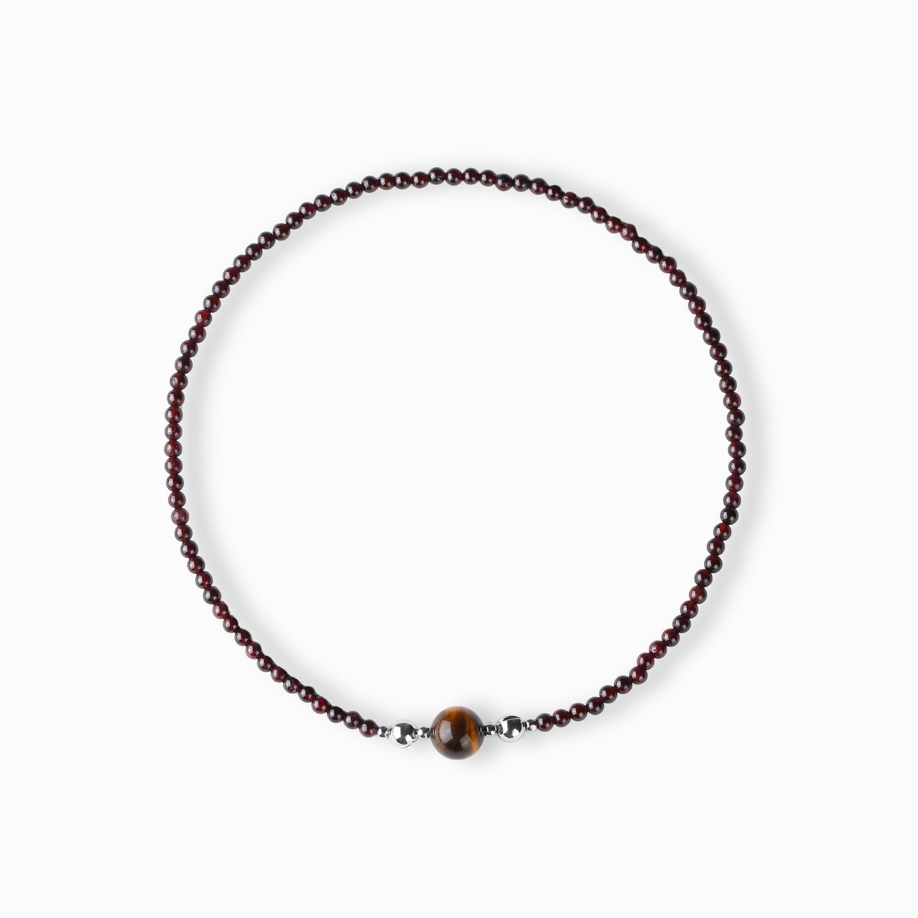 Garnet And Tiger's Eye Magnetic Clasp Necklace Set