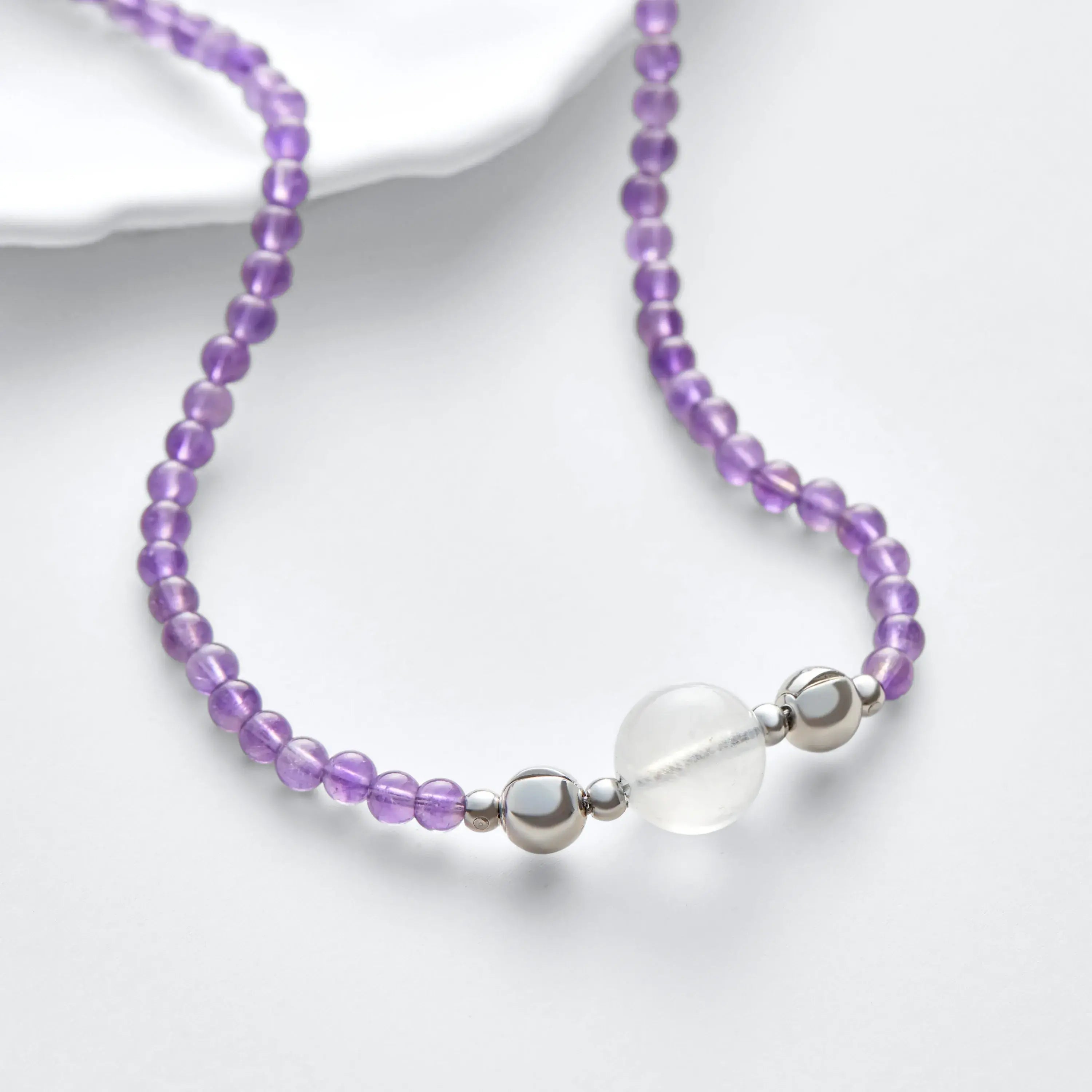 Amethyst And Blue Moonstone Magnetic Clasp Necklace Set