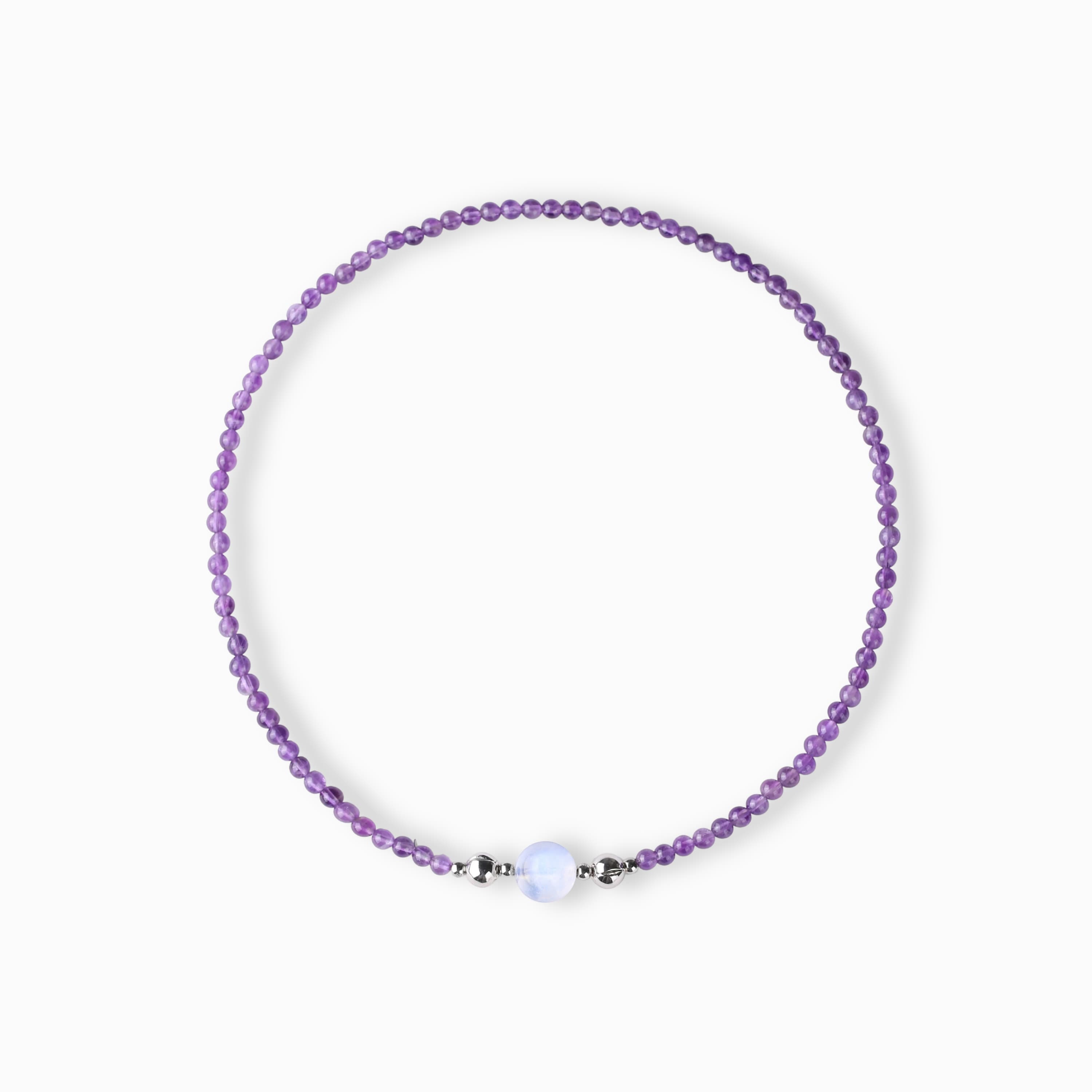 Amethyst And Blue Moonstone Magnetic Clasp Necklace Set