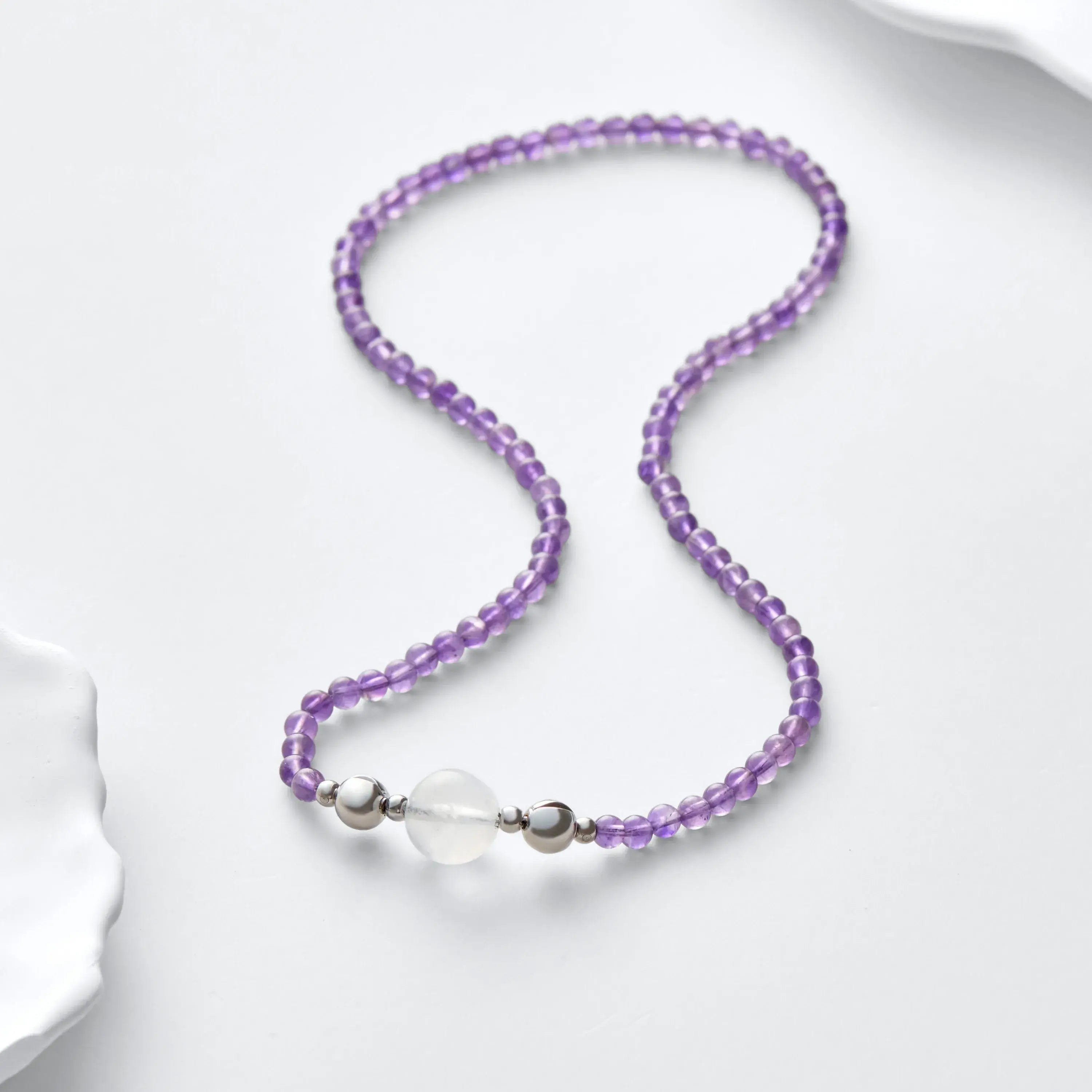 Amethyst And Blue Moonstone Magnetic Clasp Necklace Set