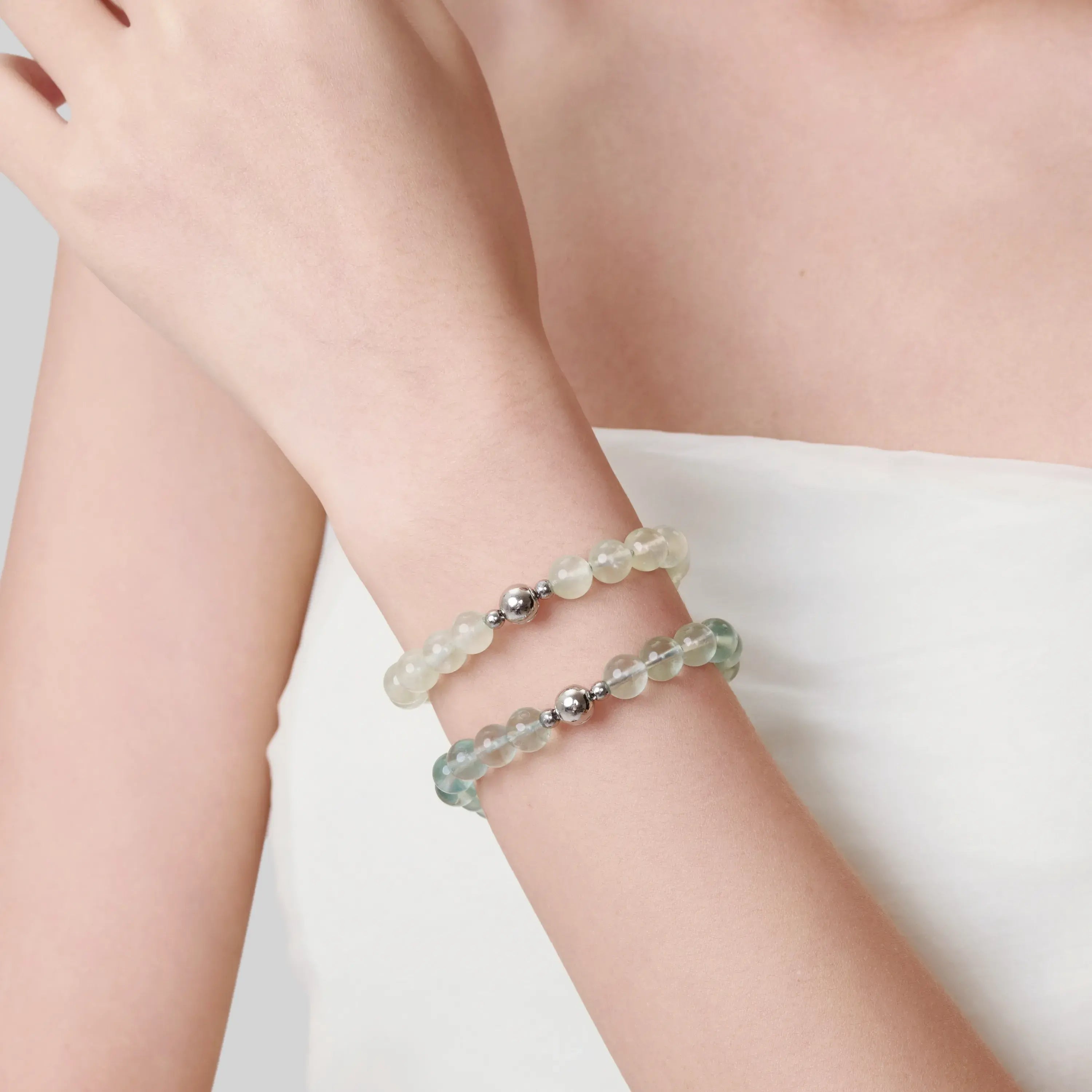 Prehnite And Green Fluorite Magnetic Clasp Necklace Set