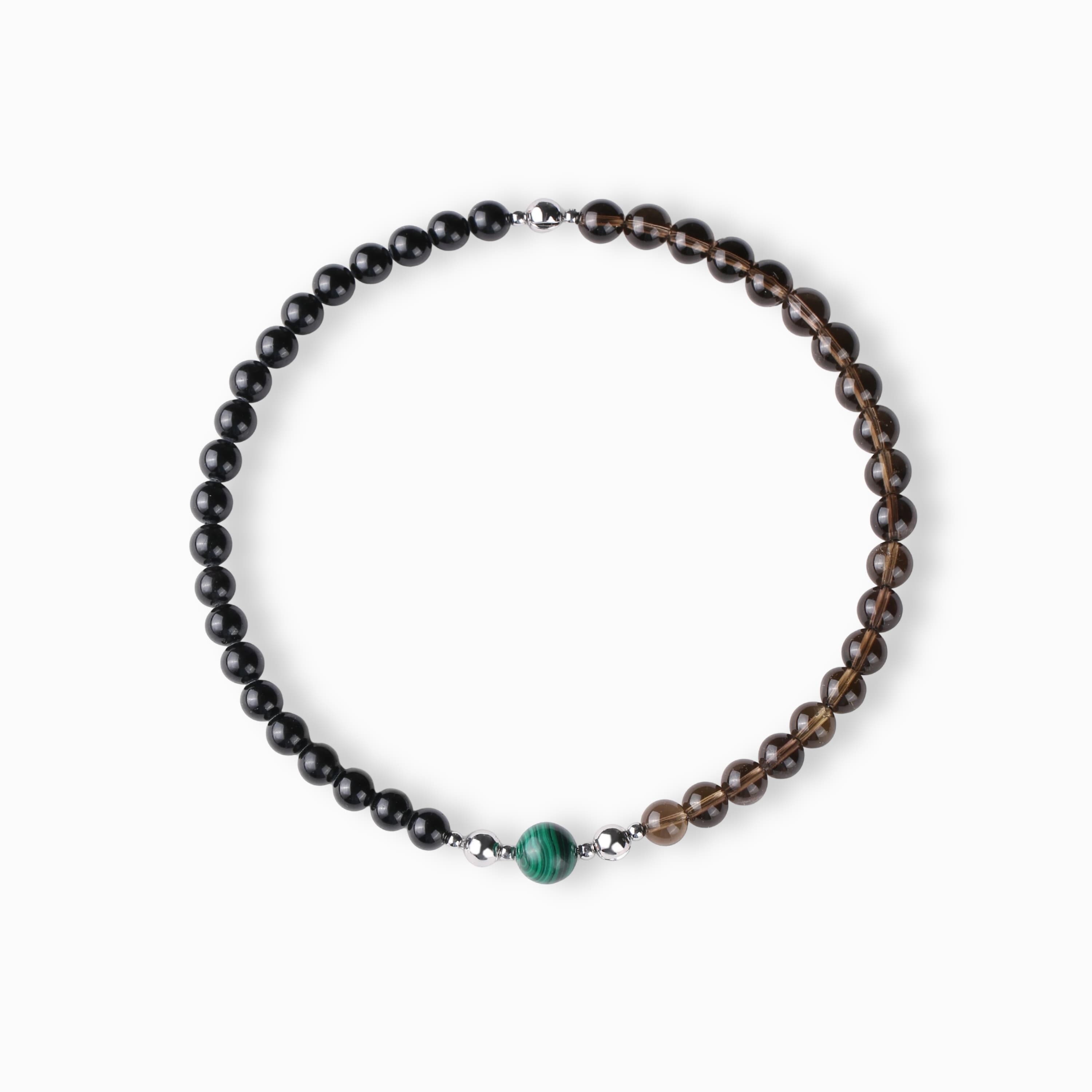 Smoky Quartz And Black Obsidian Magnetic Clasp Necklace Set