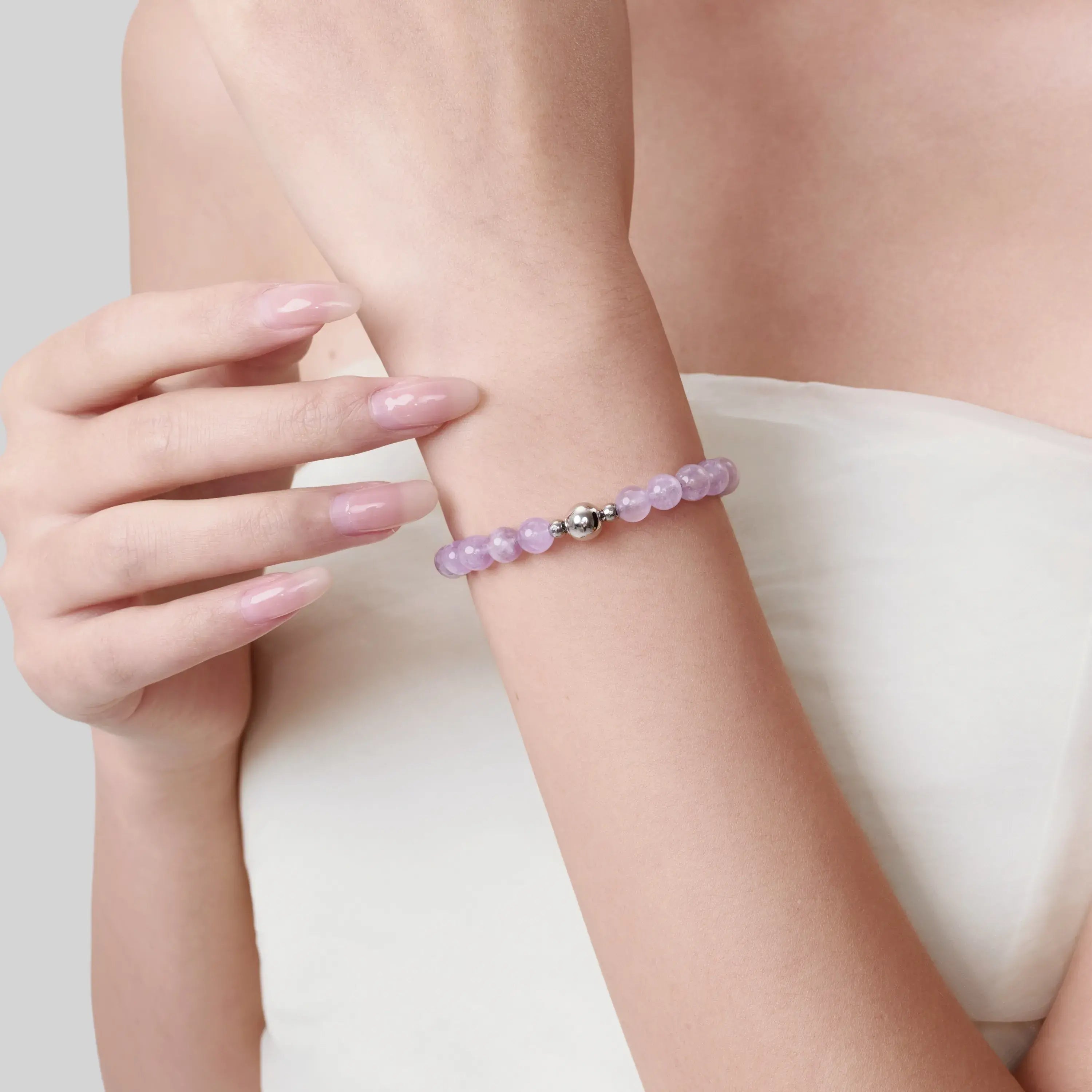 Lavender Amethyst Magnetic Clasp 6mm Bracelets
