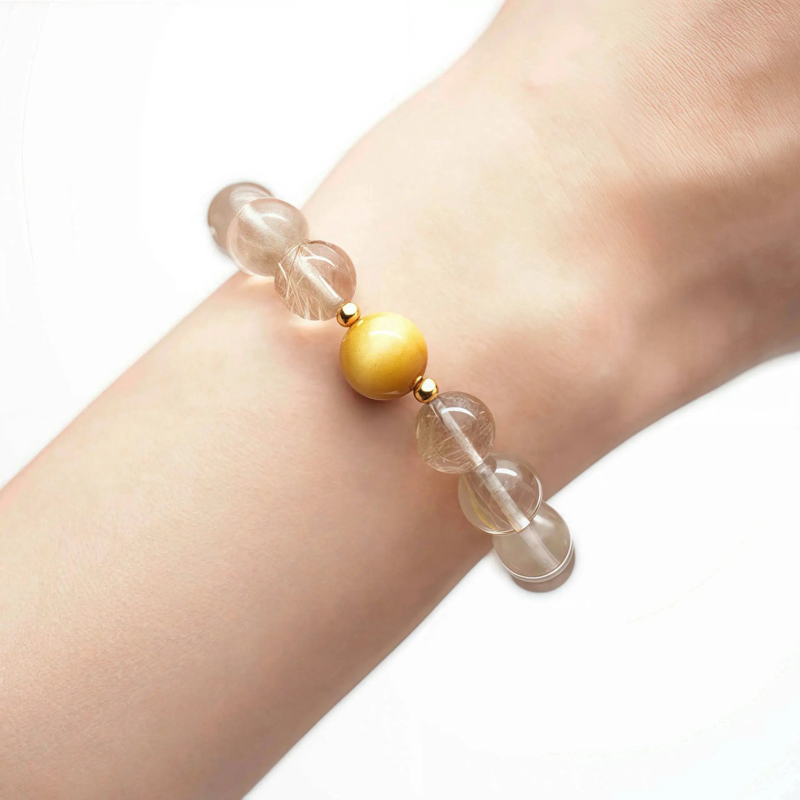 Gold Rutilated Quartz Tiger's Eye Bracelet – Golden Radiance