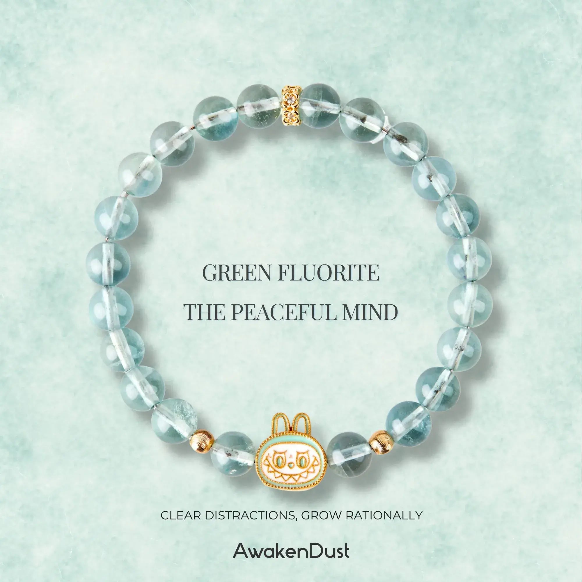Labubu Green Fluorite Bracelet – Spring Whisper