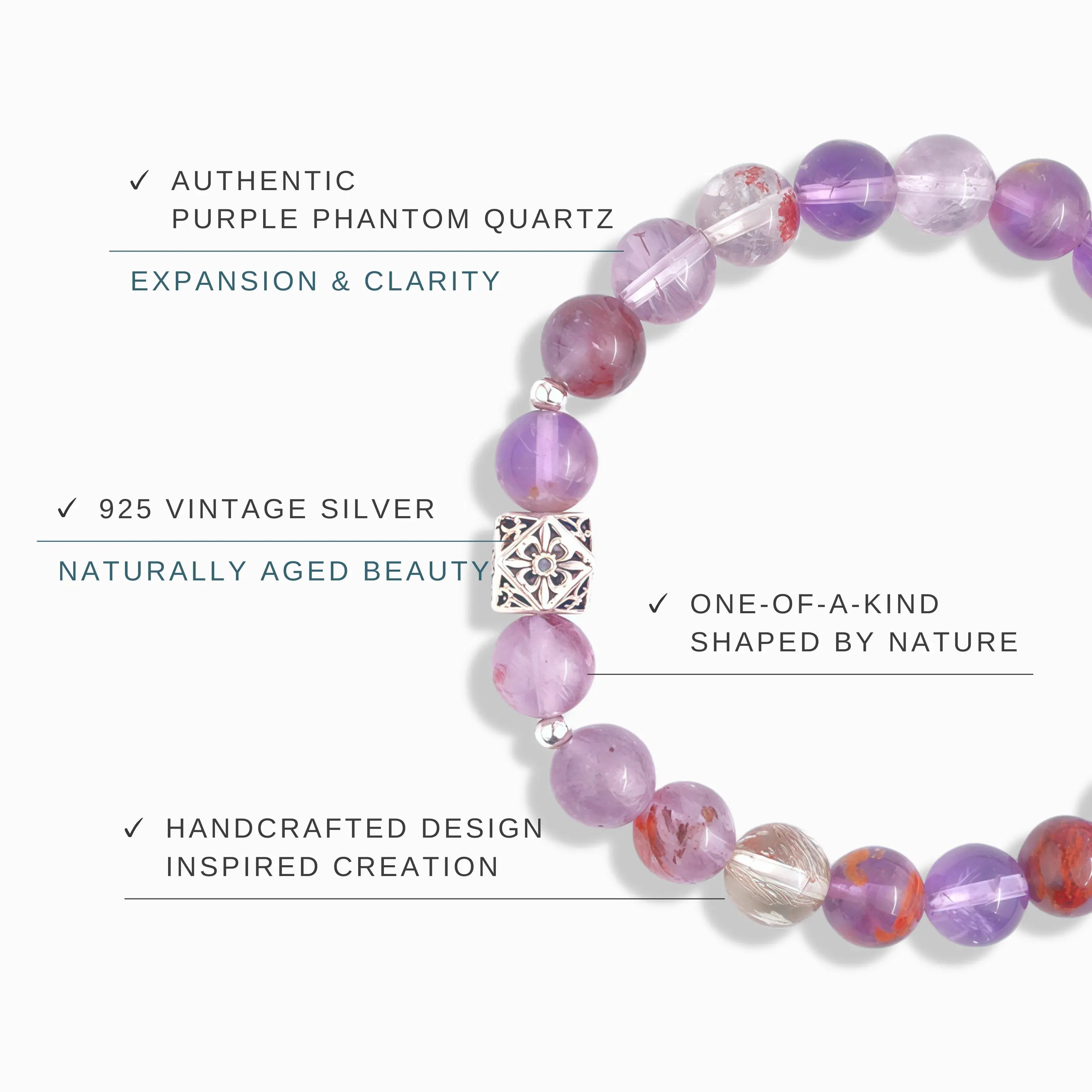 Purple Phantom Quartz Bracelet – Lavender Mirage