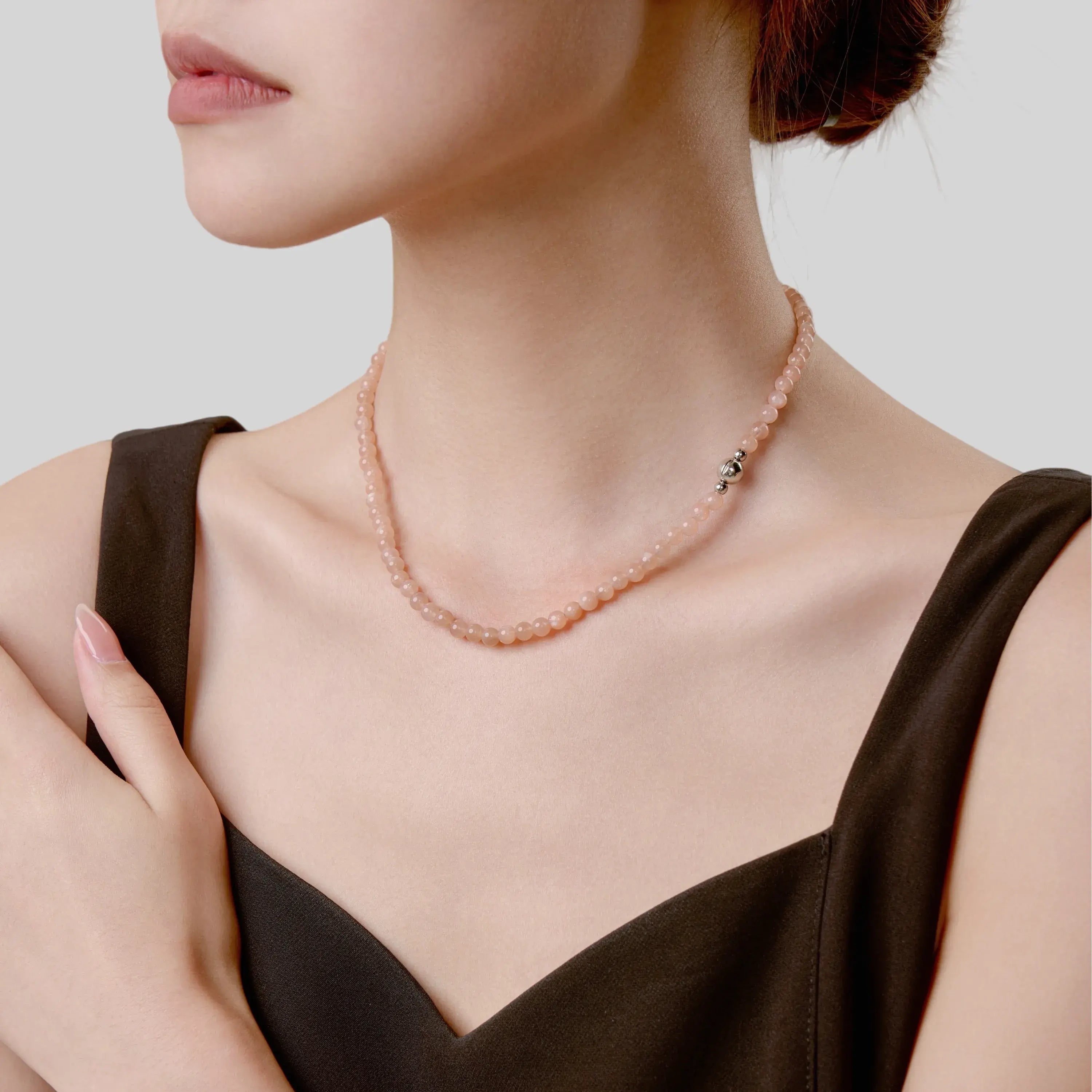 Orange Moonstone Magnetic Clasp Necklace