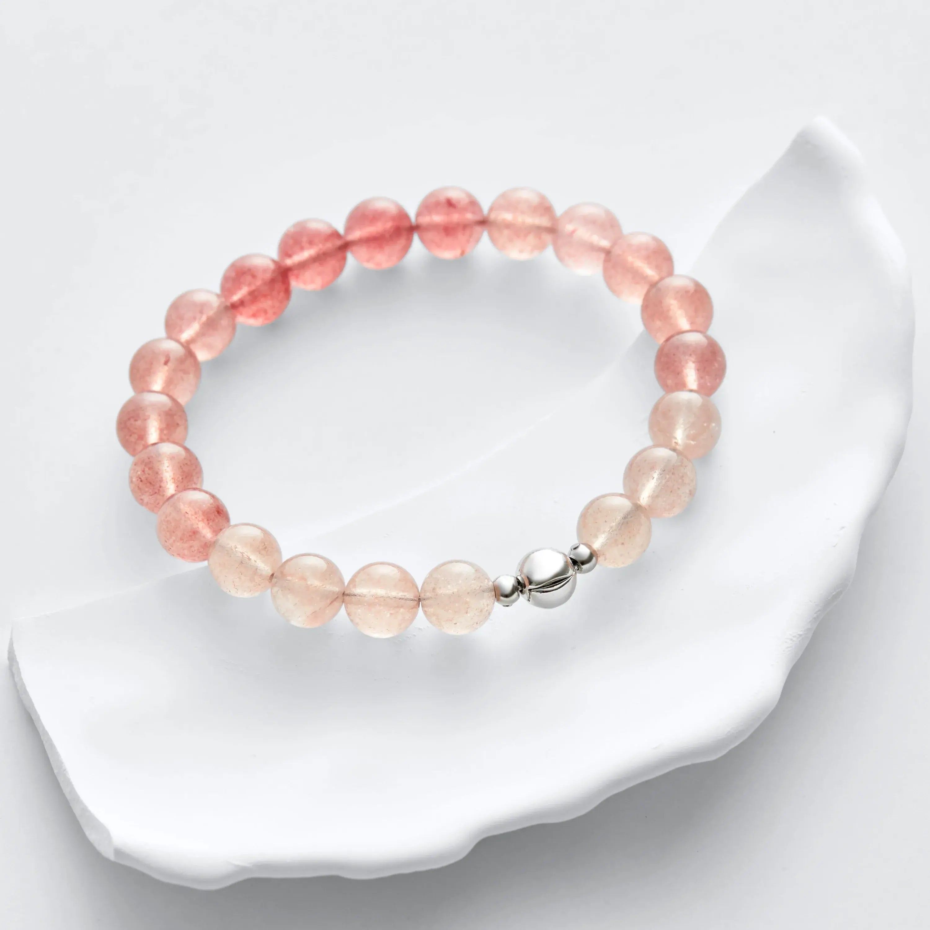 Gradient Strawberry Quartz Magnetic Clasp Bracelet