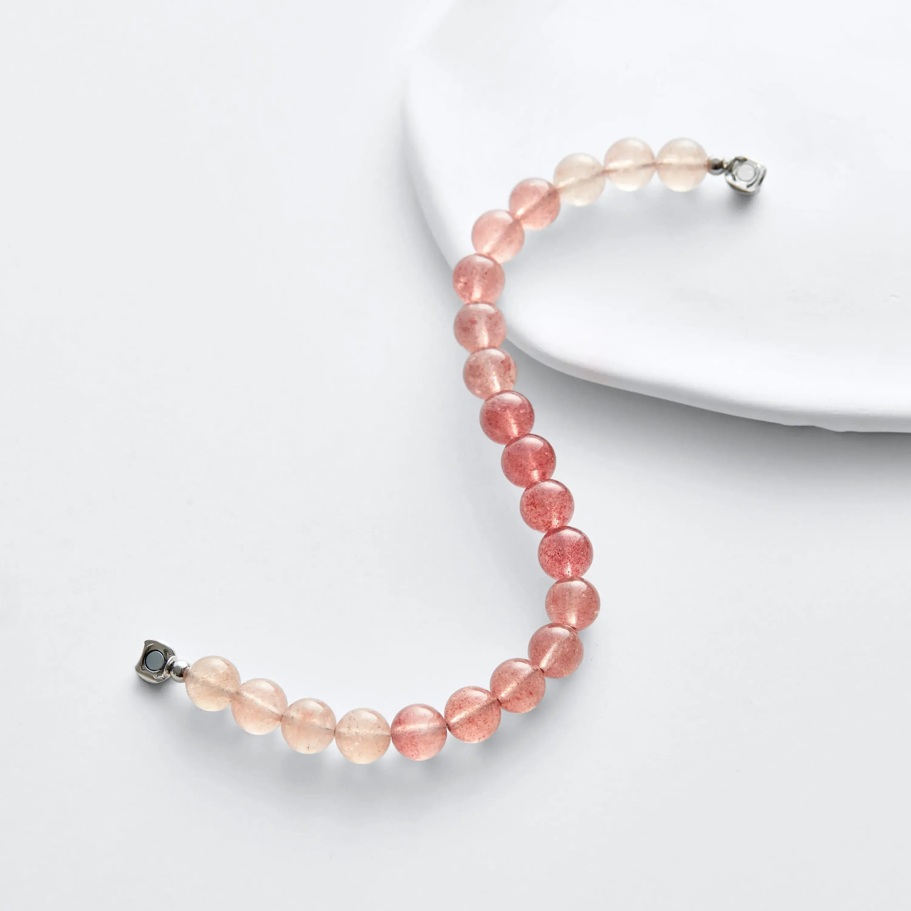 Gradient Strawberry Quartz Magnetic Clasp Bracelet