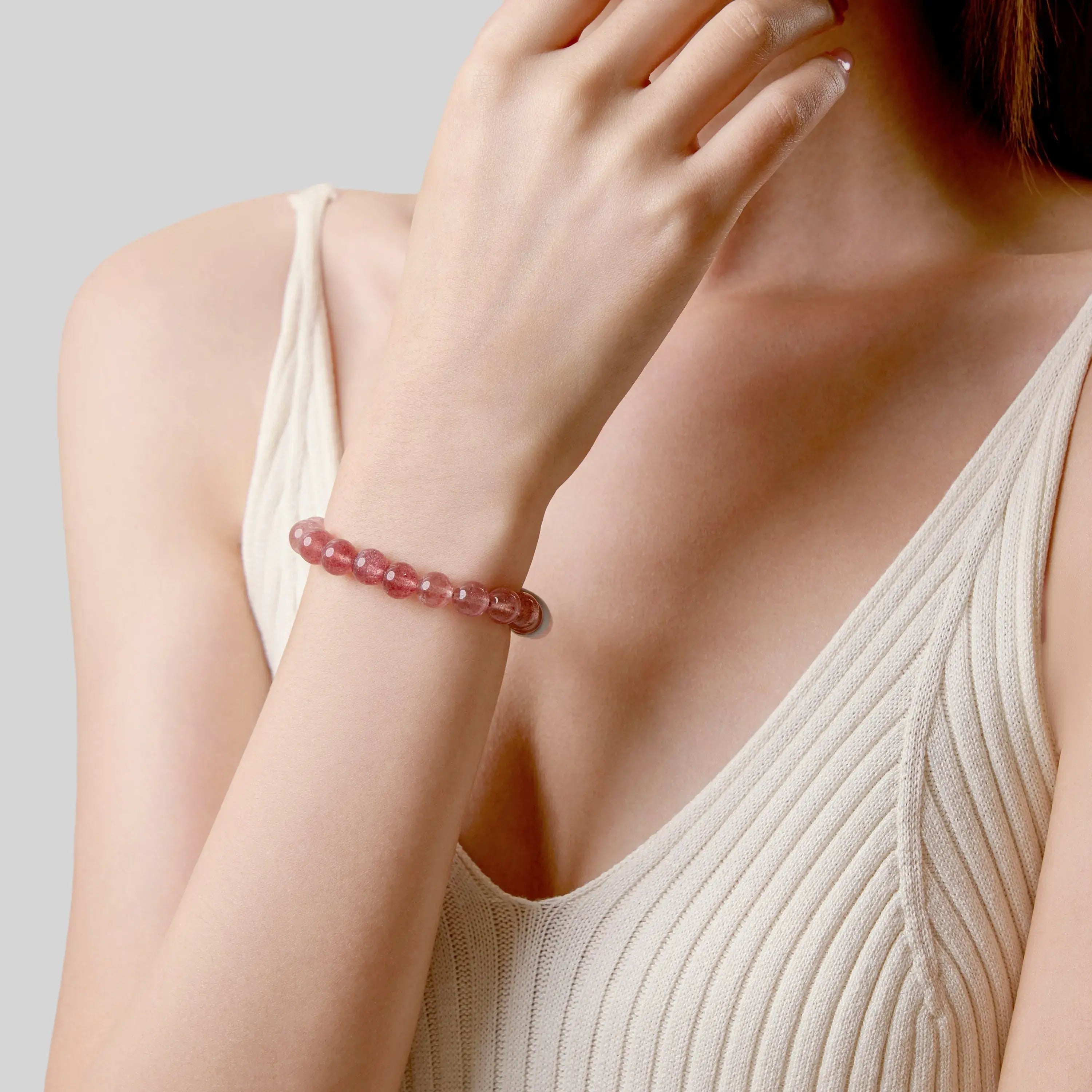 Gradient Strawberry Quartz Magnetic Clasp Bracelet