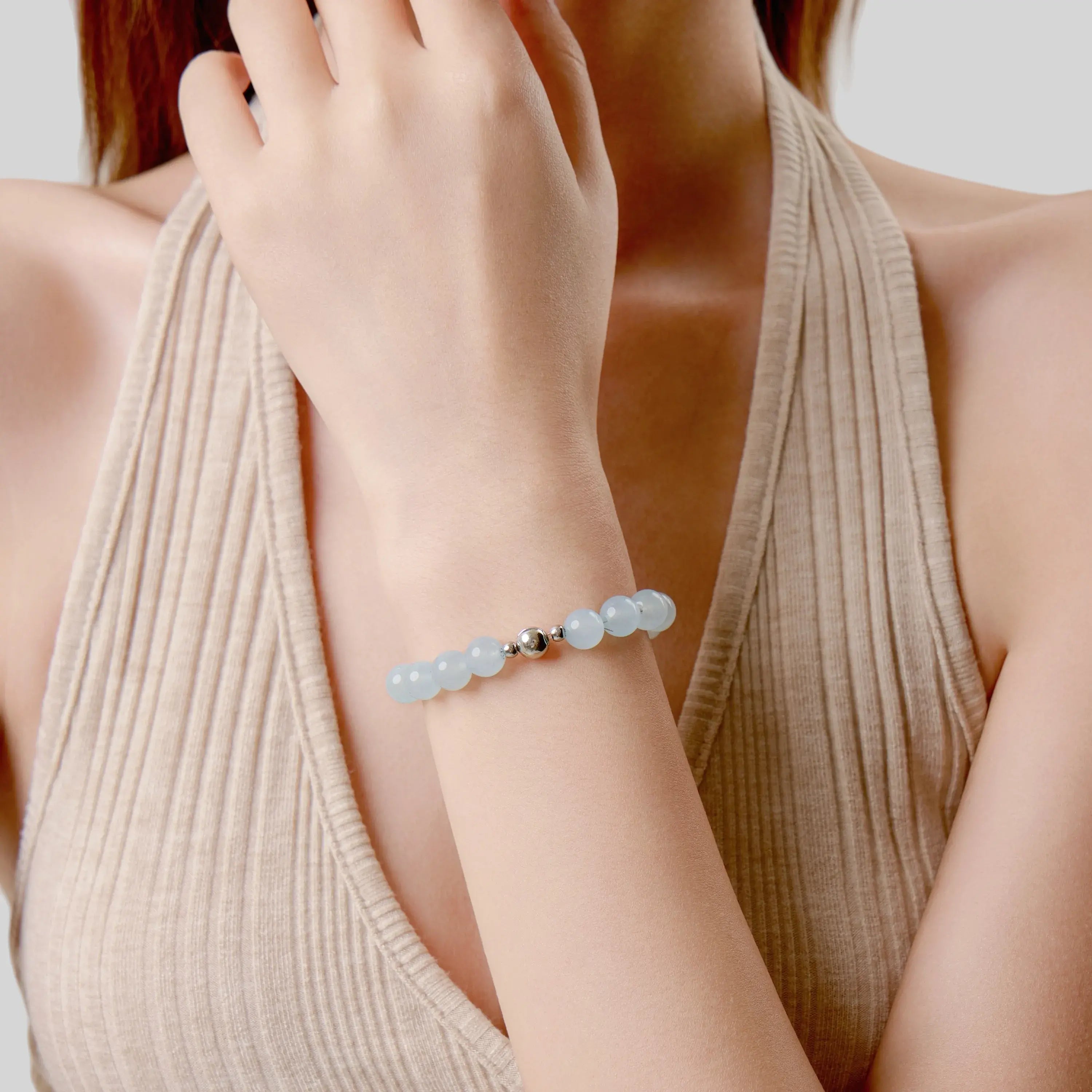 Light Blue Aquamarine Magnetic Clasp Bracelet