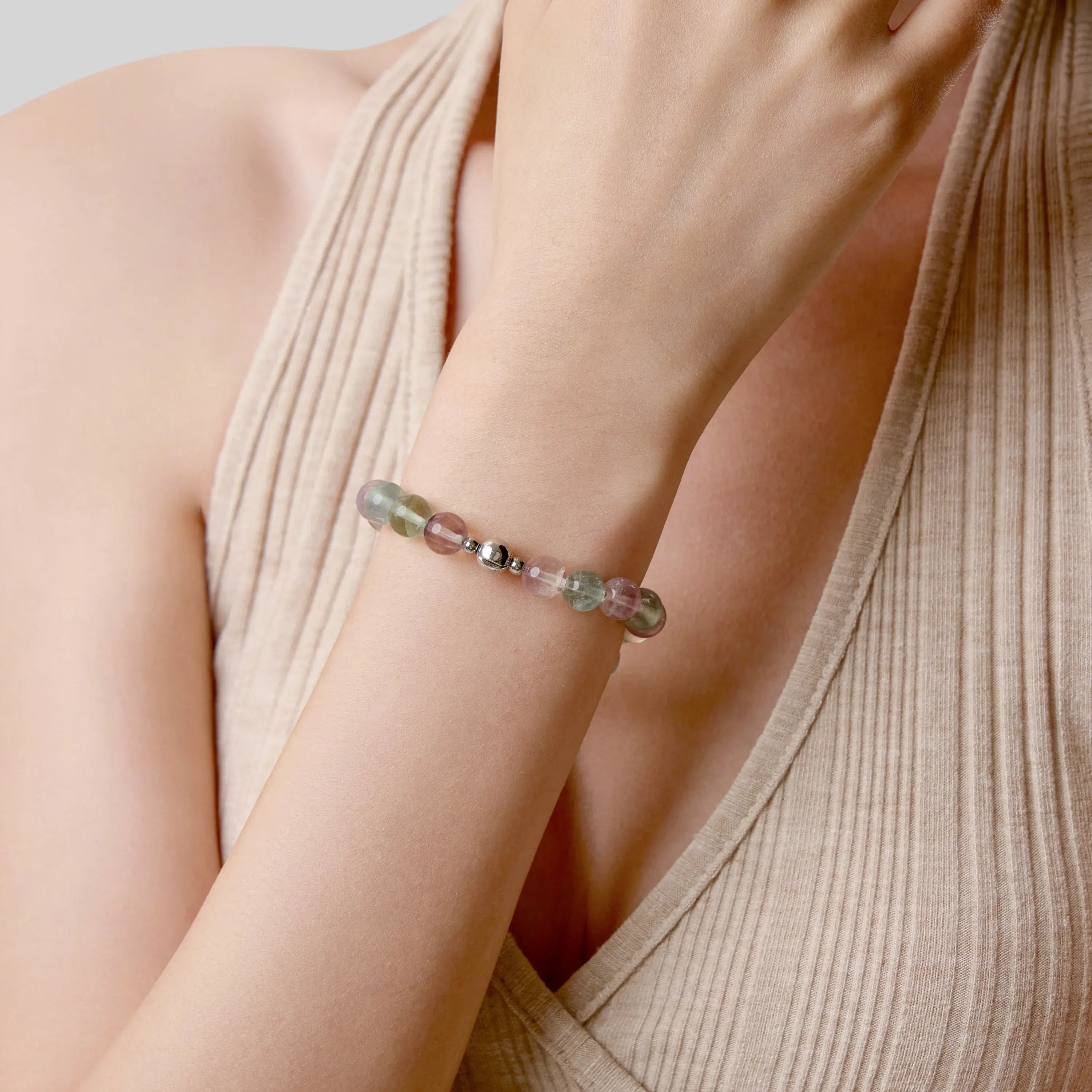 Rainbow Fluorite Magnetic Clasp Bracelet