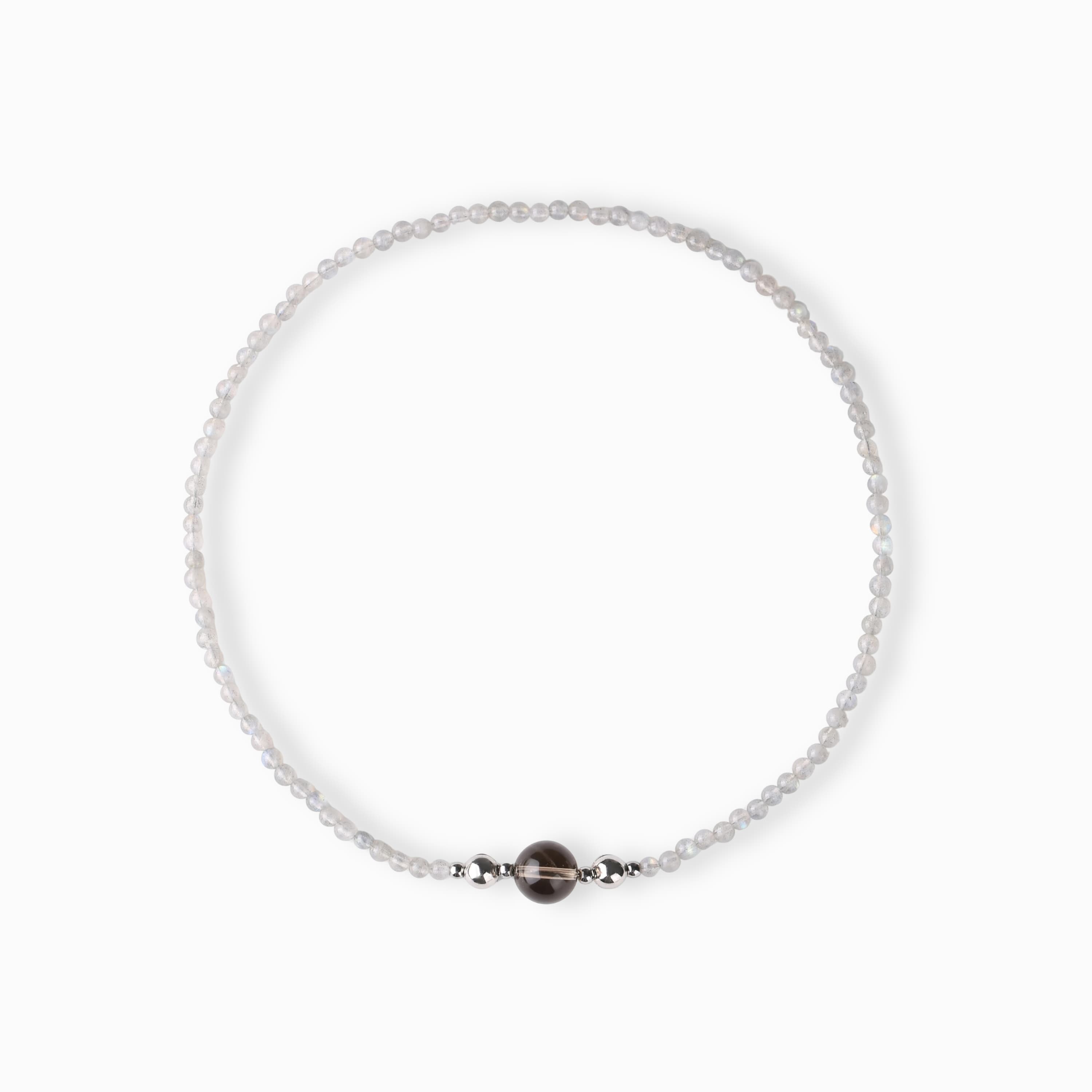 Gray Moonstone and Smoky Quartz Magnetic Clasp Necklace Set