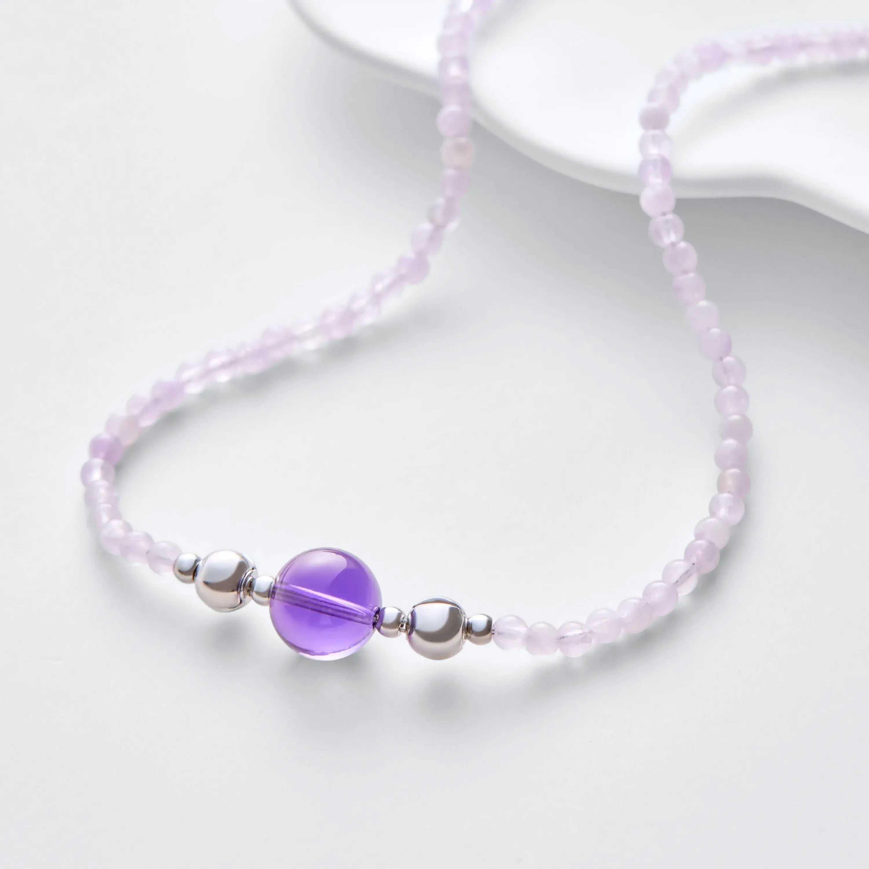 Lavender Amethyst Magnetic Clasp Necklace Set