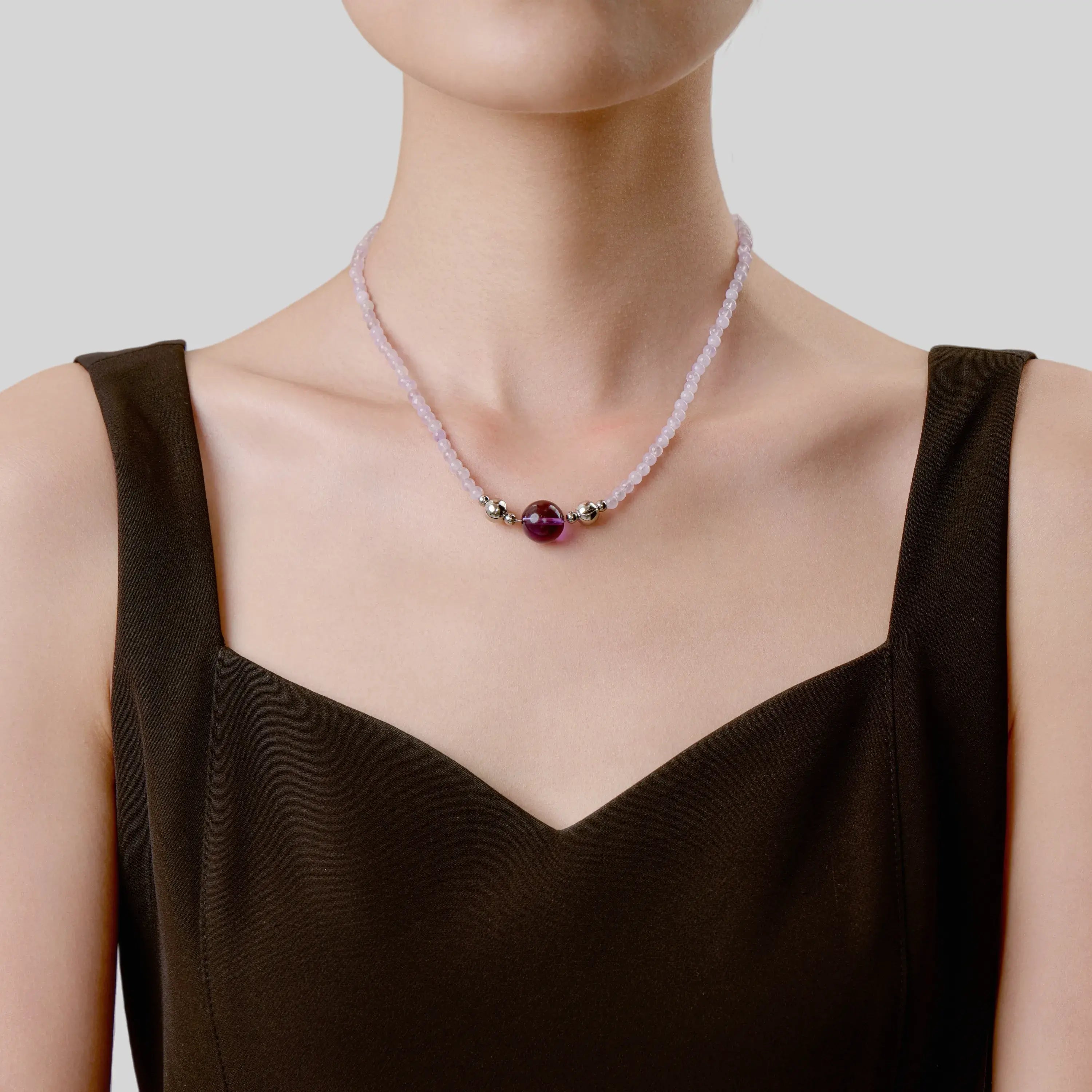 Lavender Amethyst Magnetic Clasp Necklace Set