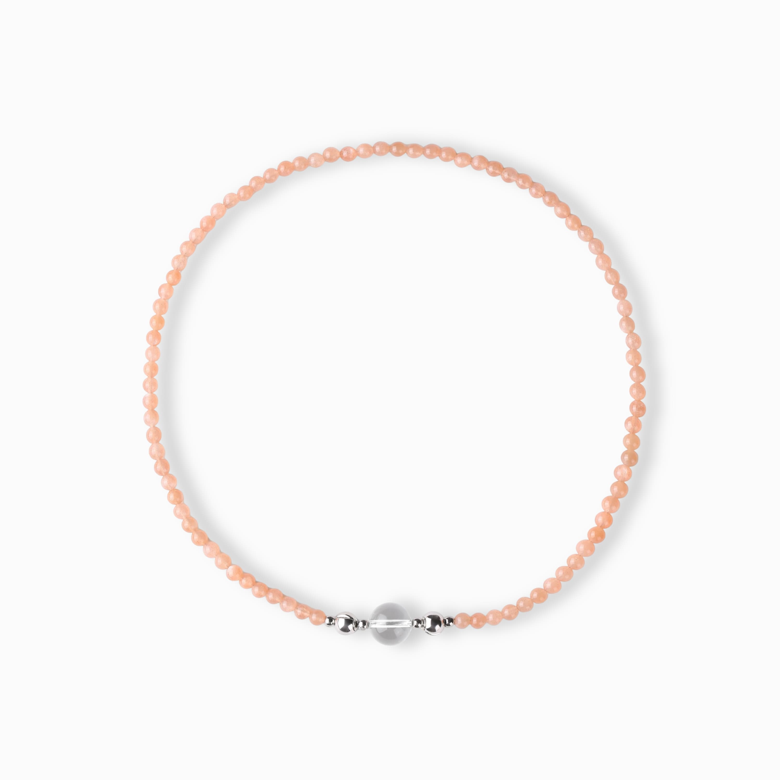 Orange Moonstone And Clear Quartz Magnetic Clasp Necklace Set