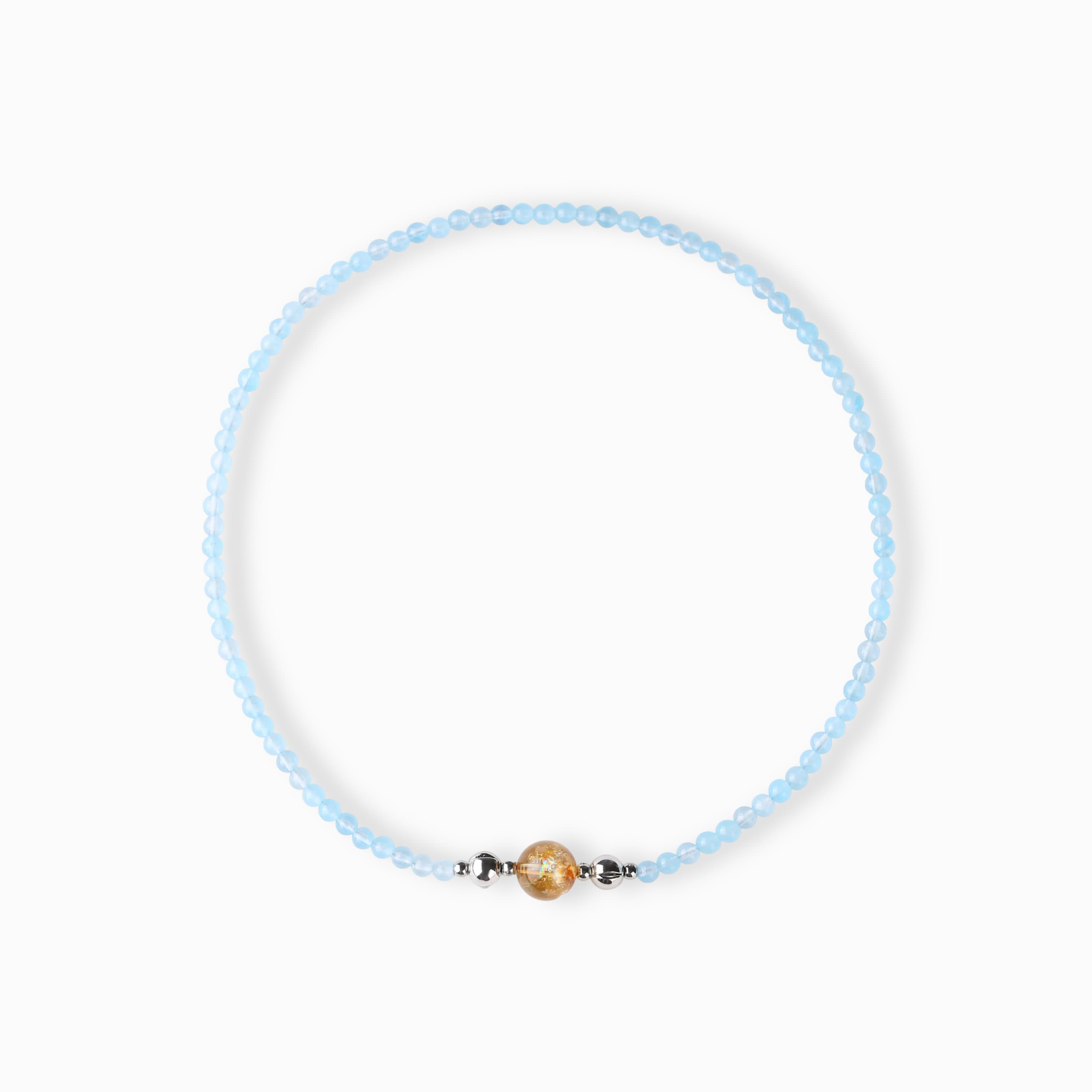 Aquamarine And Yellow Topaz Magnetic Clasp Necklace Set