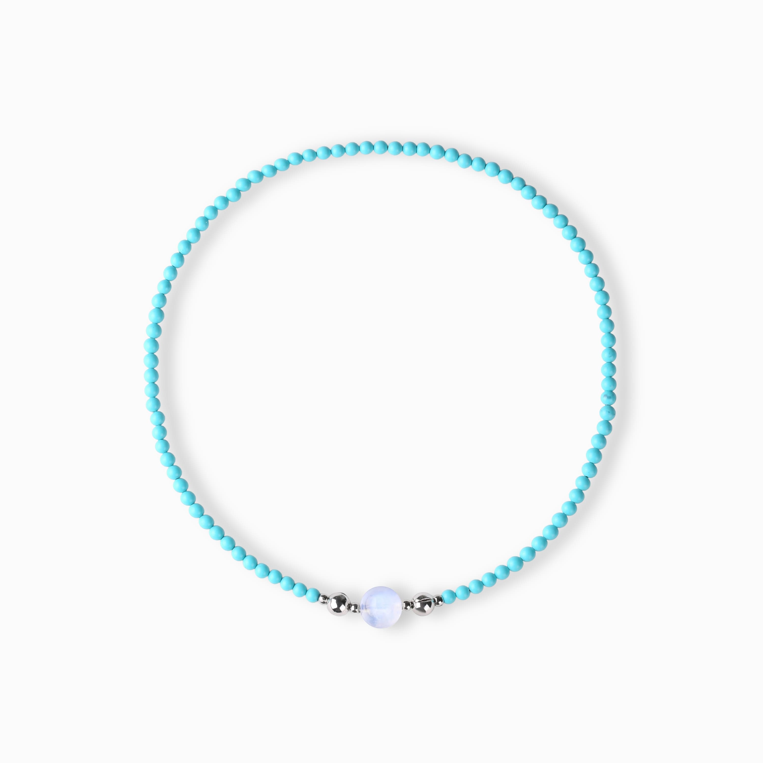 Turquoise And Blue Moonstone Magnetic Clasp Necklace Set