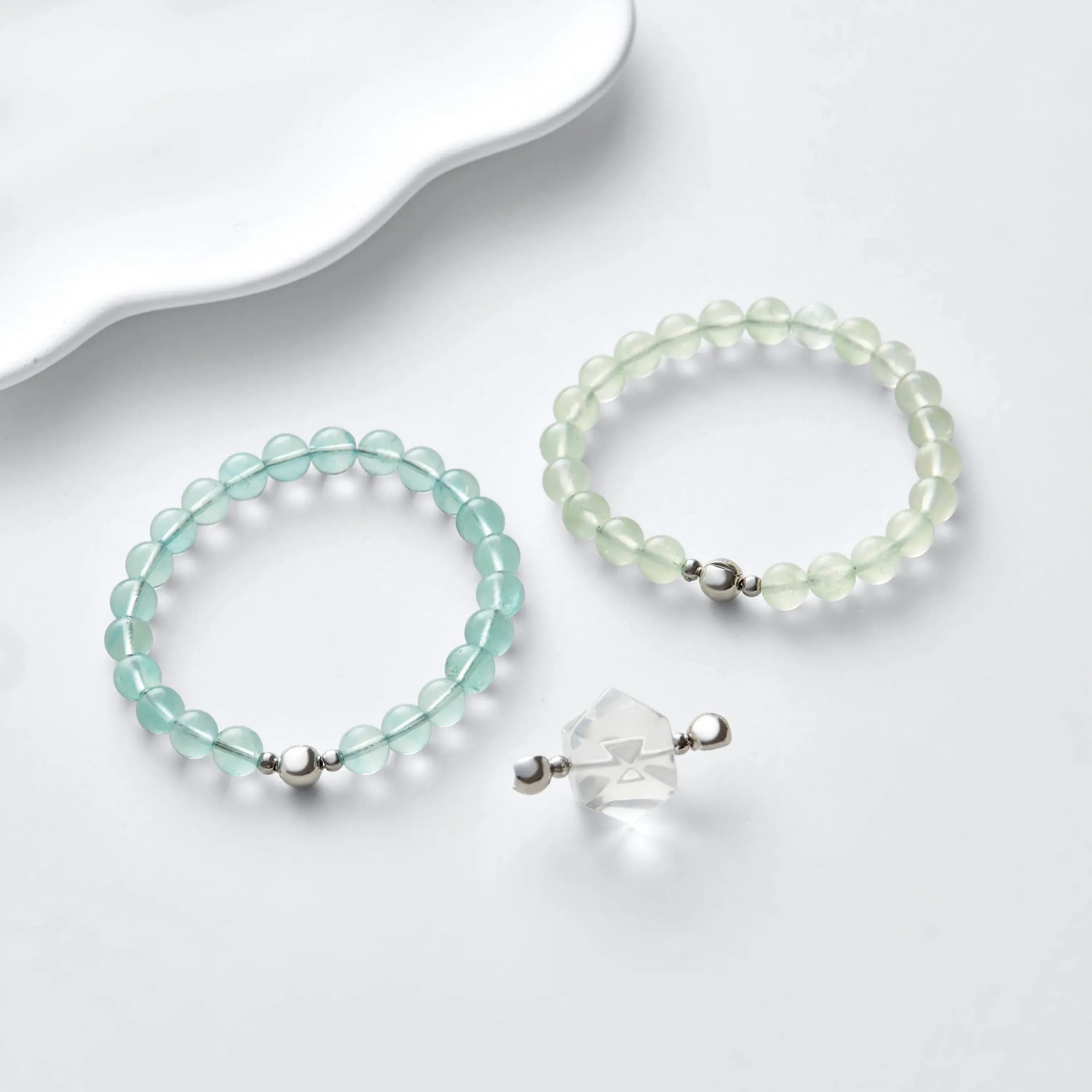 Prehnite And Green Fluorite Magnetic Clasp Necklace Set