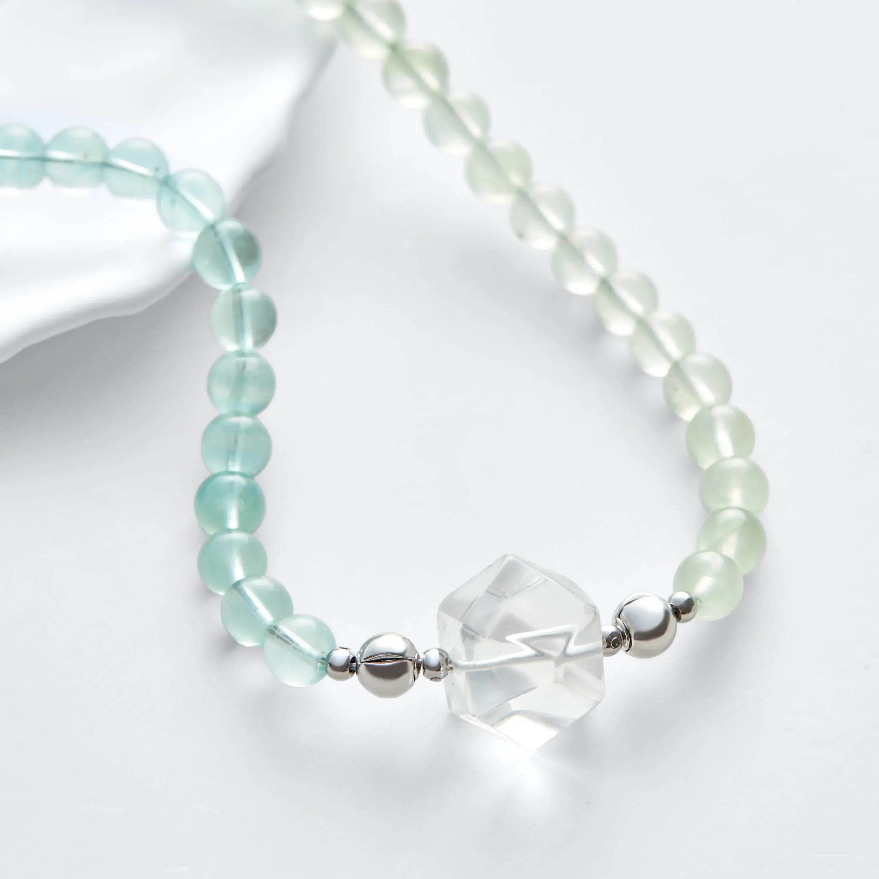 Prehnite And Green Fluorite Magnetic Clasp Necklace Set
