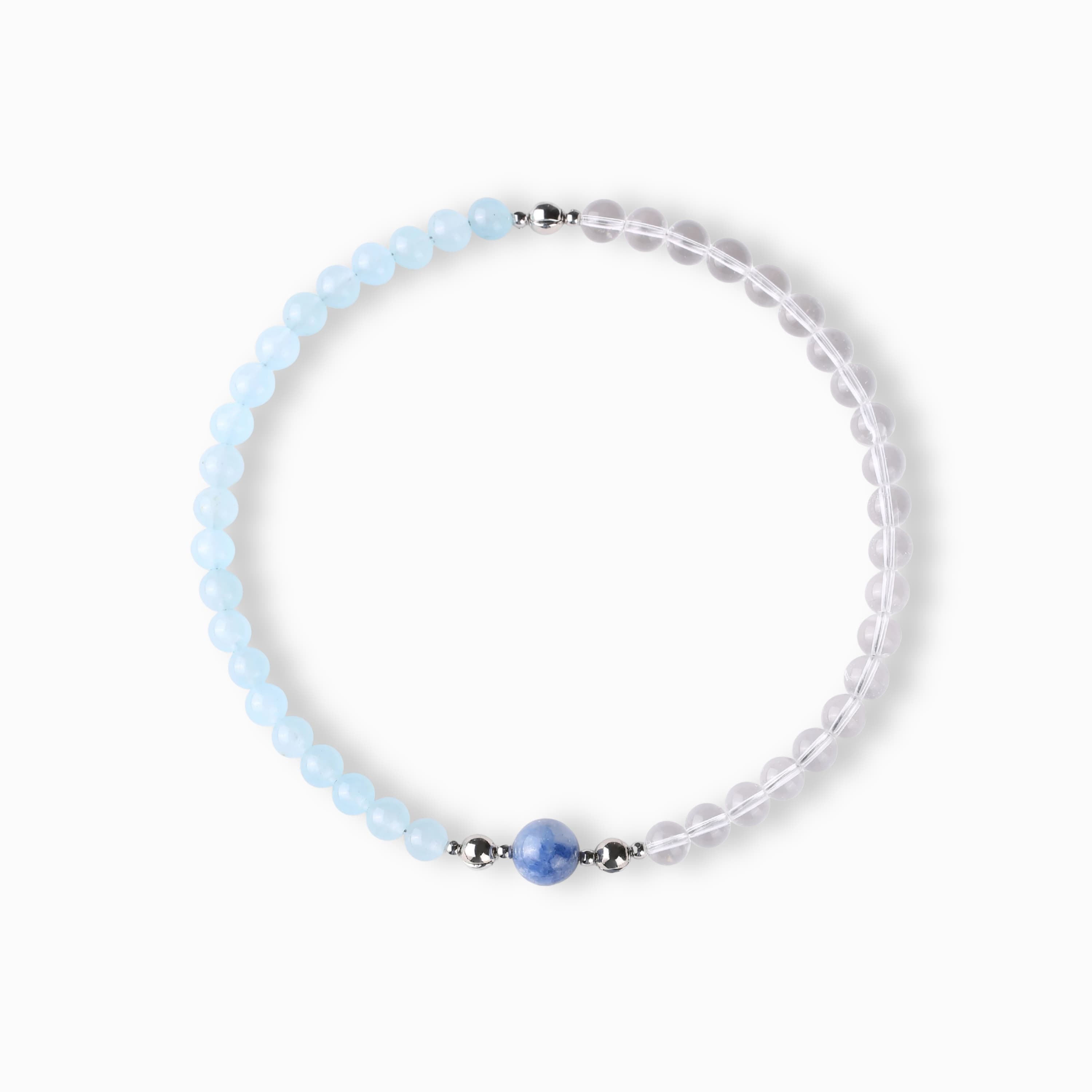 Aquamarine And Clear Quartz Magnetic Clasp Necklace Set