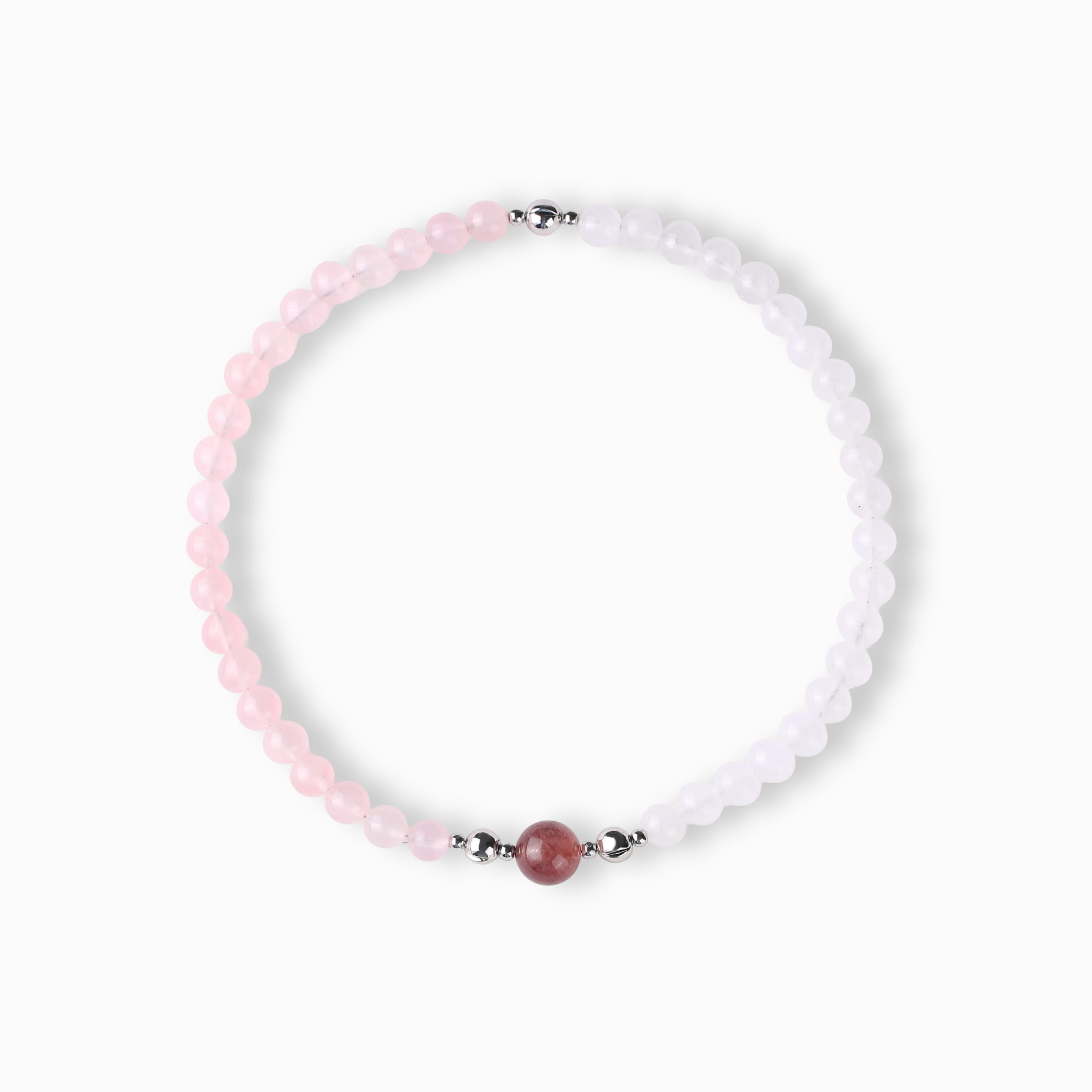 White Jade Rose Quartz Magnetic Clasp Necklace Set