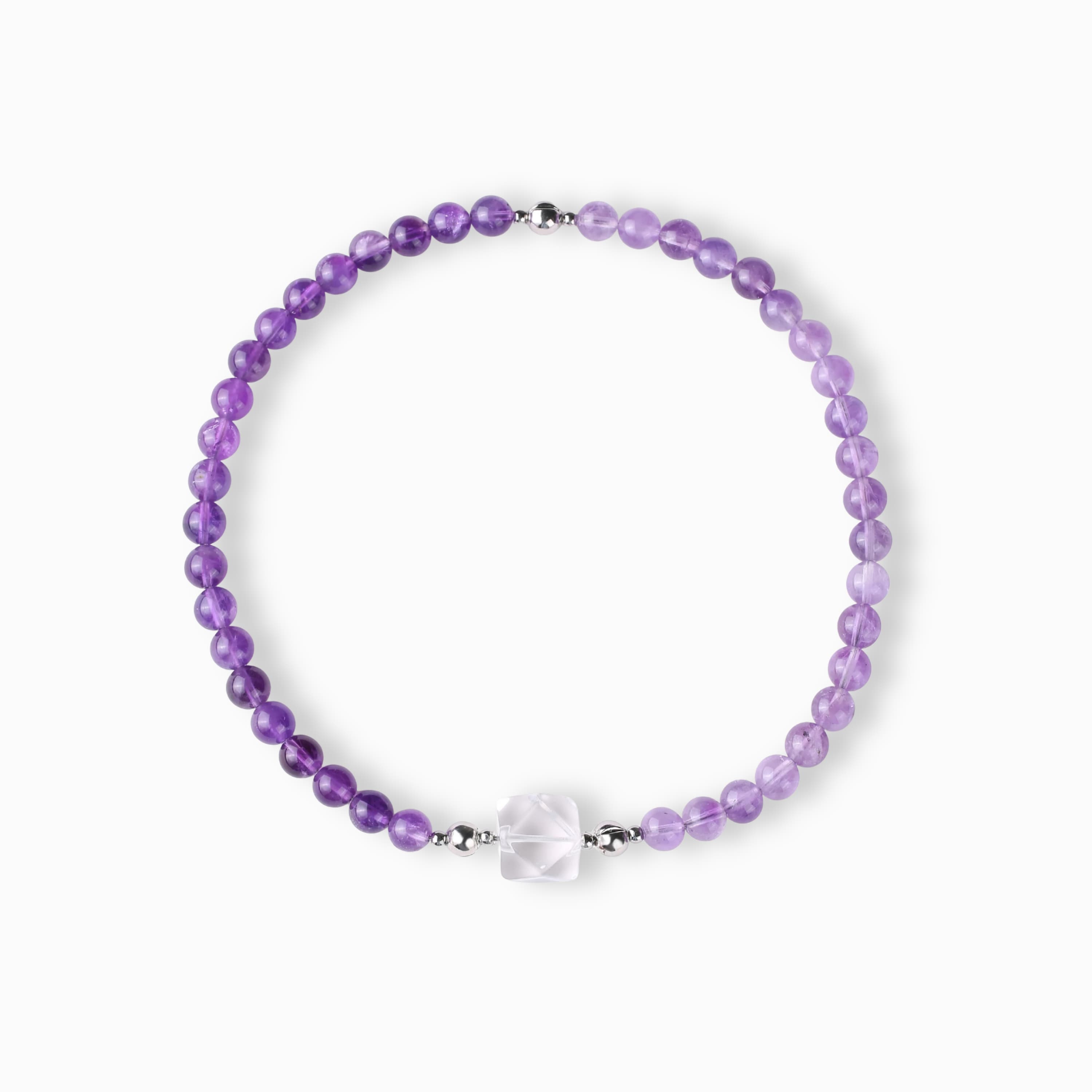 Deep And Light Amethyst Clear Quartz Magnetic Clasp Necklace Set