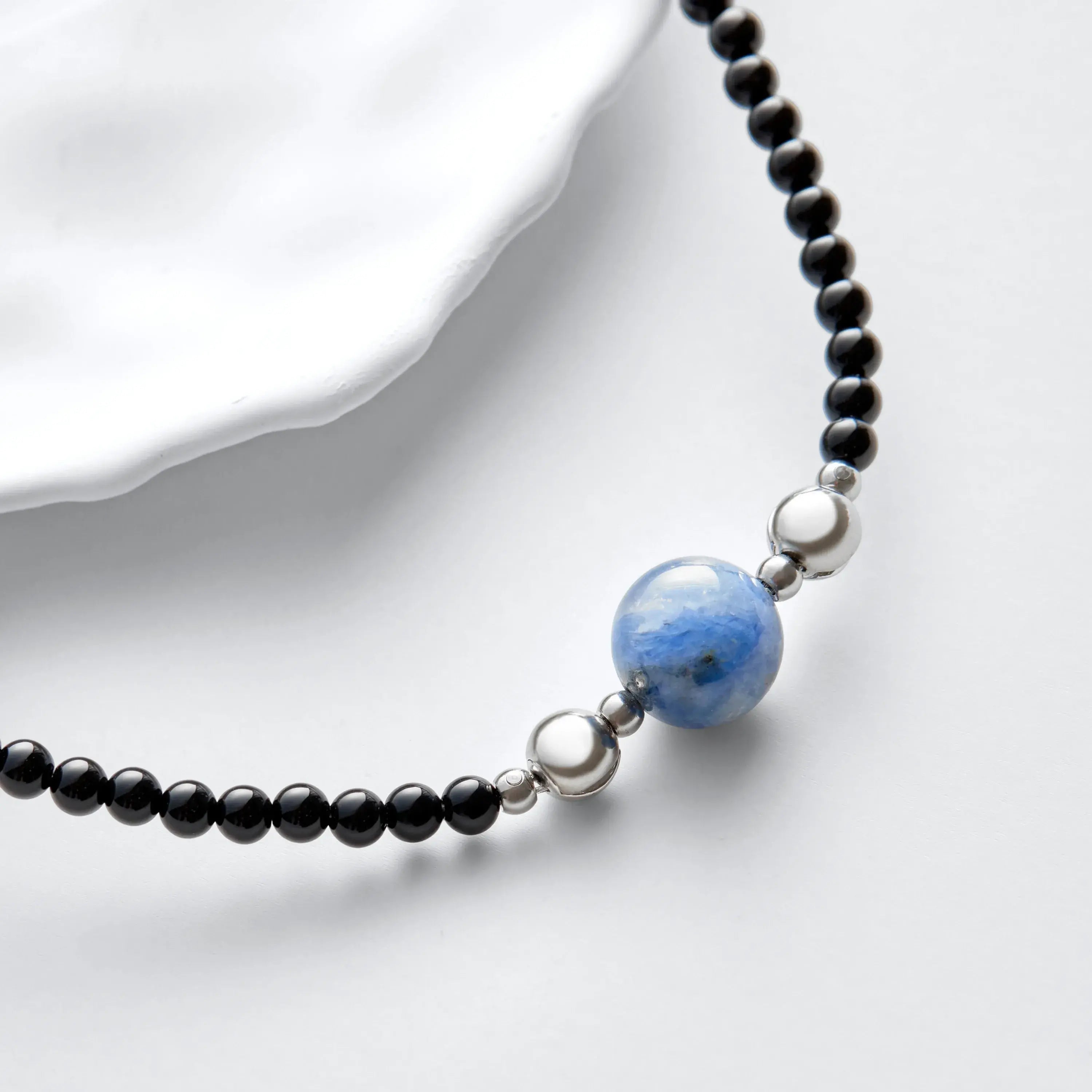 Obsidian and Kyanite Magnetic Clasp Necklace Set