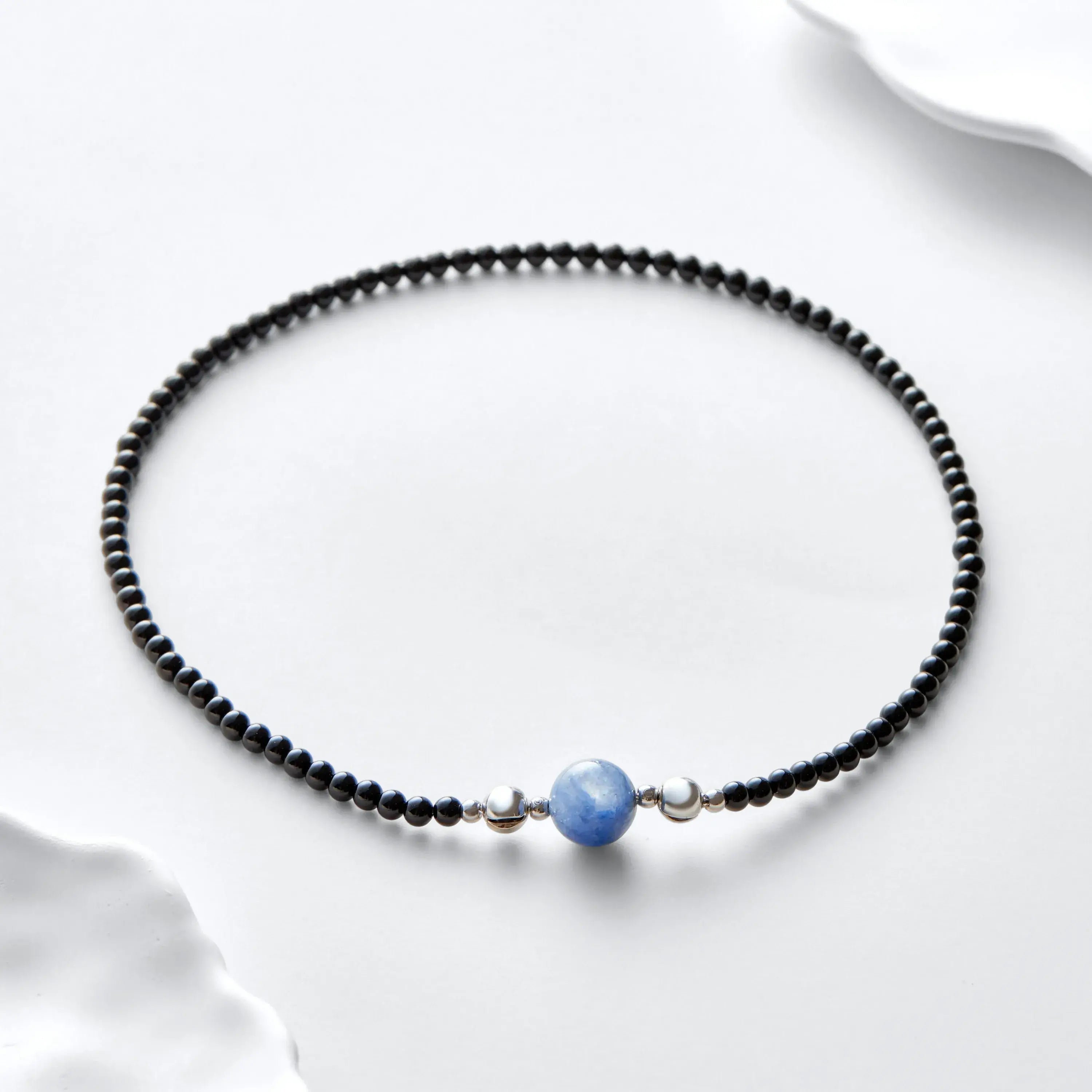 Obsidian and Kyanite Magnetic Clasp Necklace Set